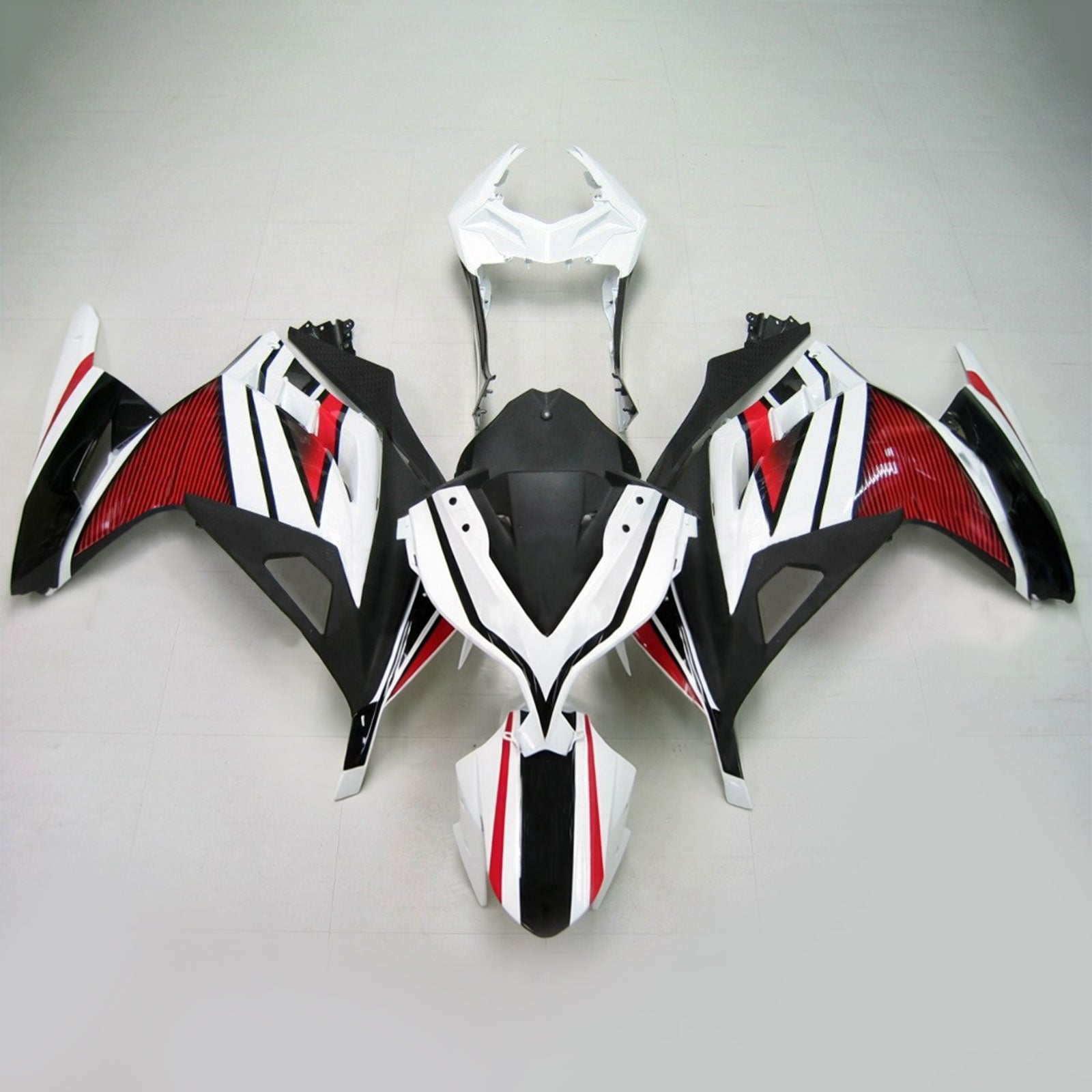 Amotopart Kawasaki 2013-2024 EX300/Ninja 300 Zwart Wit Rood Kuipset