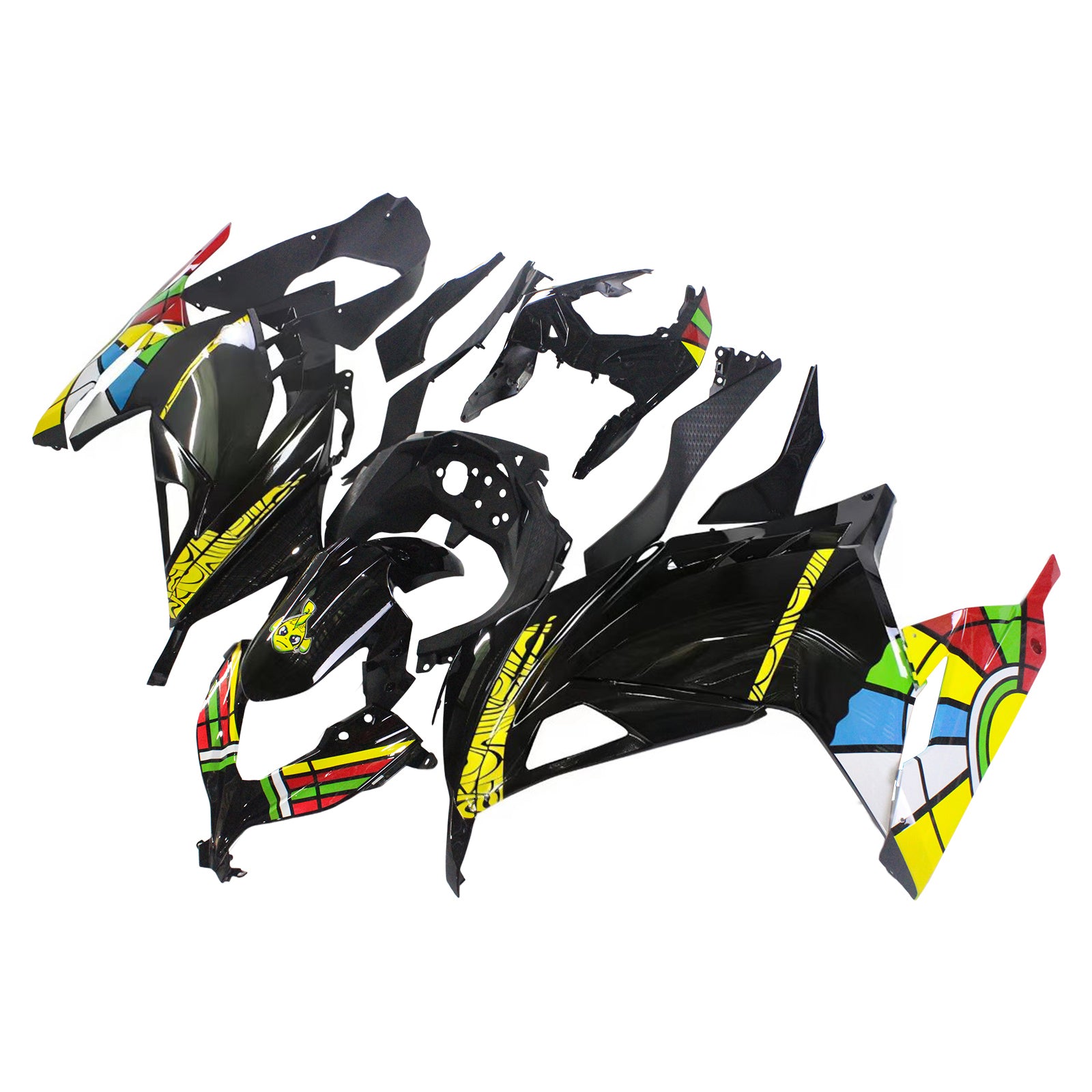Amotopart Kawasaki 2013-2024 EX300/Ninja300 Black Colorful Fairing Kit