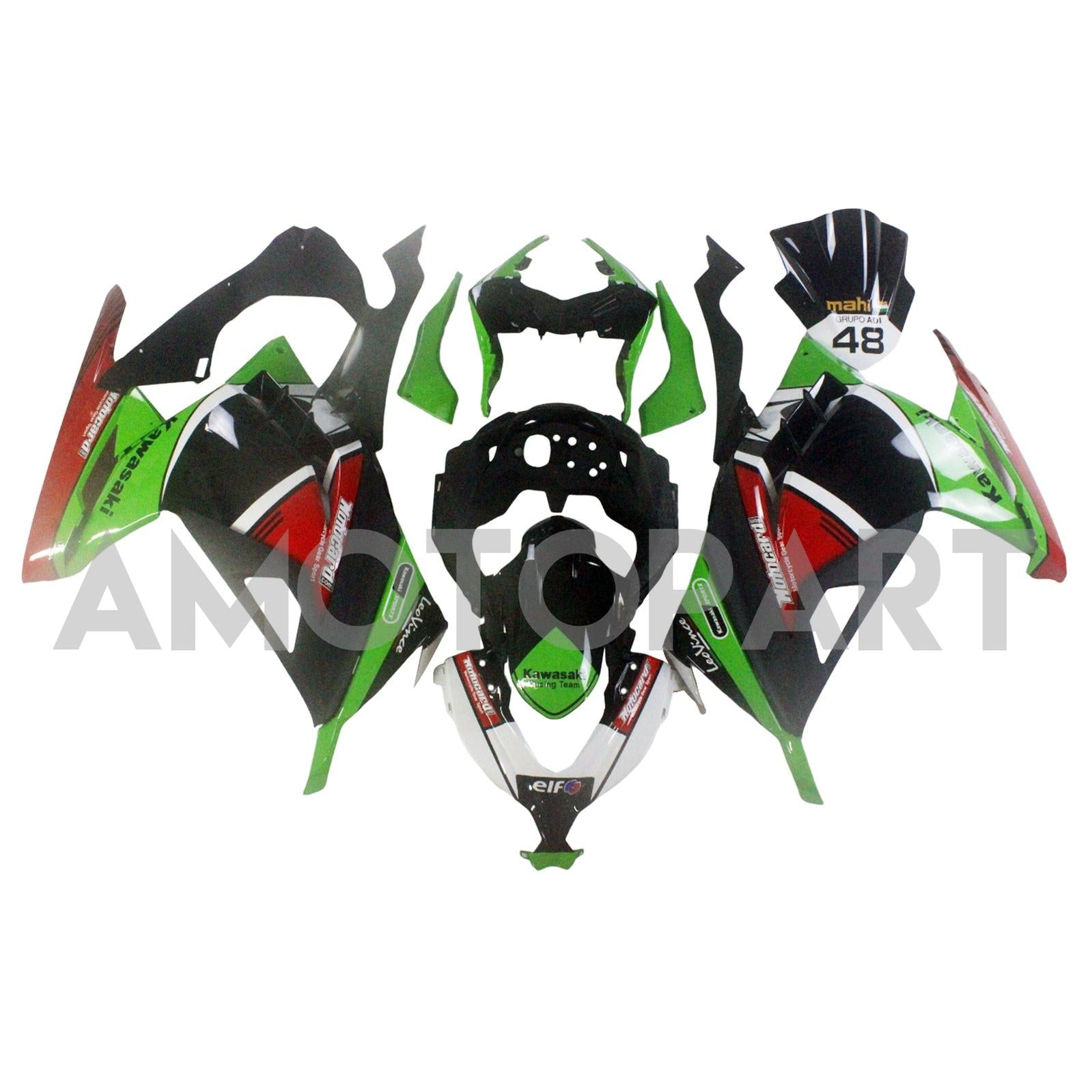 Amotopart Kawasaki 2013-2024 EX300/Ninja300 Black Green Red Fairing Kit