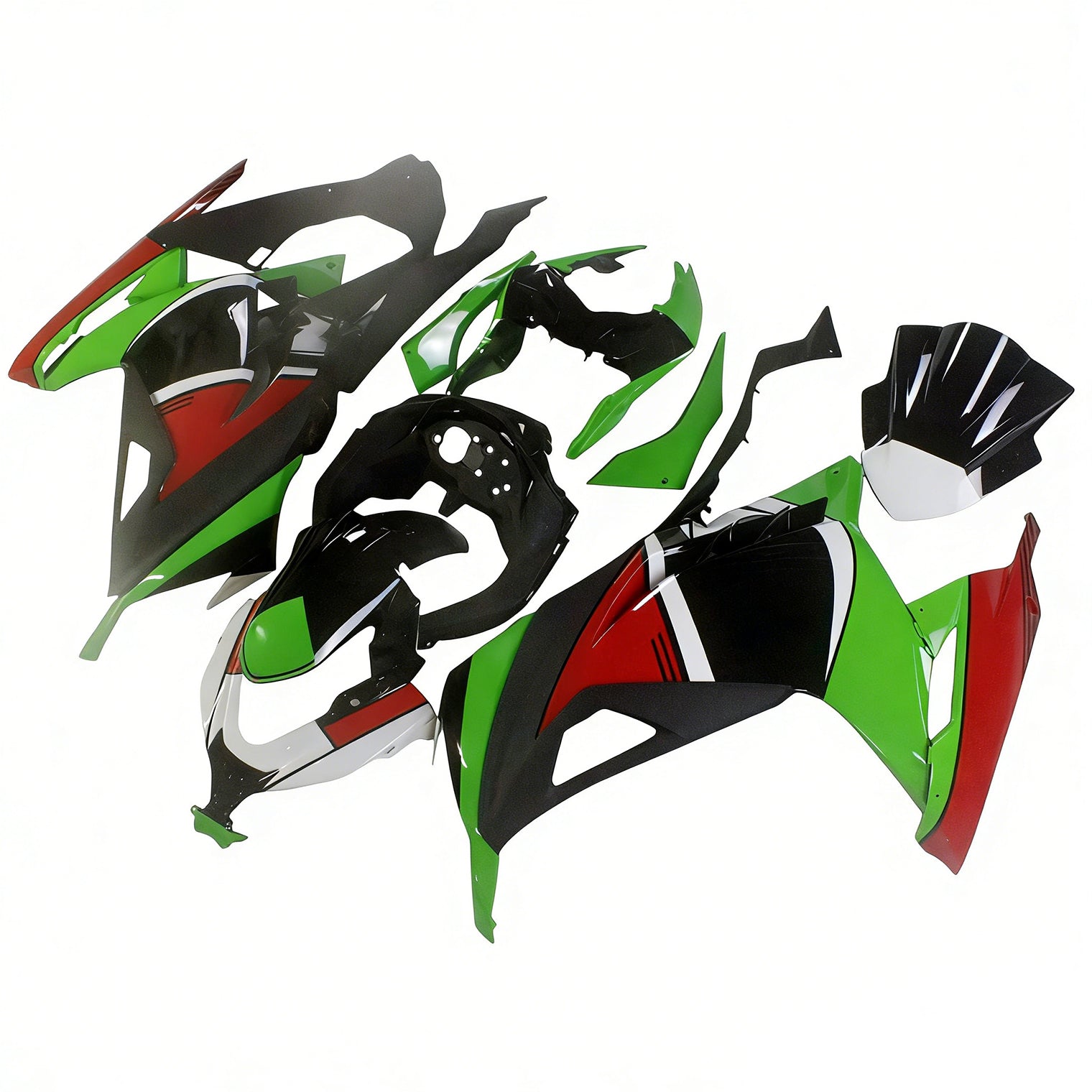 Amotopart Kawasaki 2013-2024 EX300/Ninja 300 Kit de carenado negro verde rojo