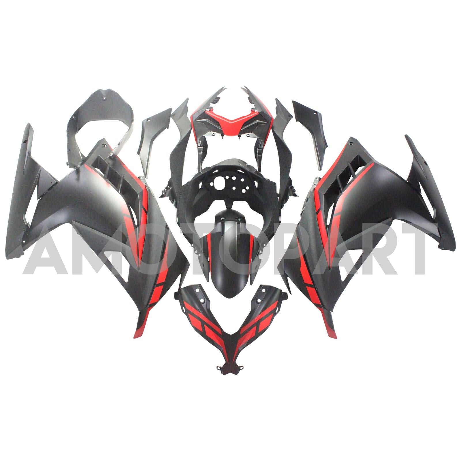 Amotopart kawasaki ex300/ninja 300 2013-2023 kit de carenagem de estilos vermelhos e pretos