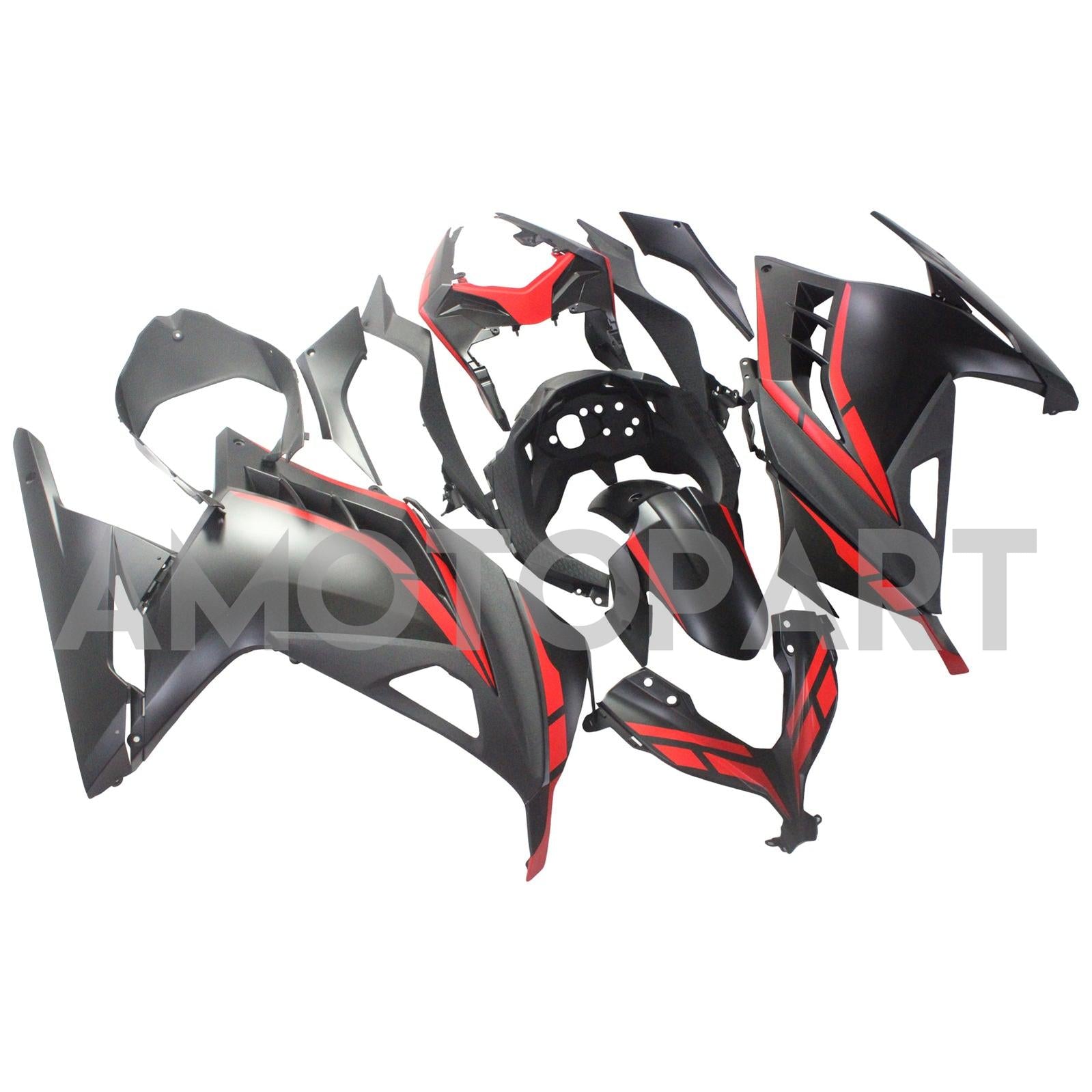 Amotopart kawasaki ex300/ninja 300 2013-2023 kit de carenagem de estilos vermelhos e pretos