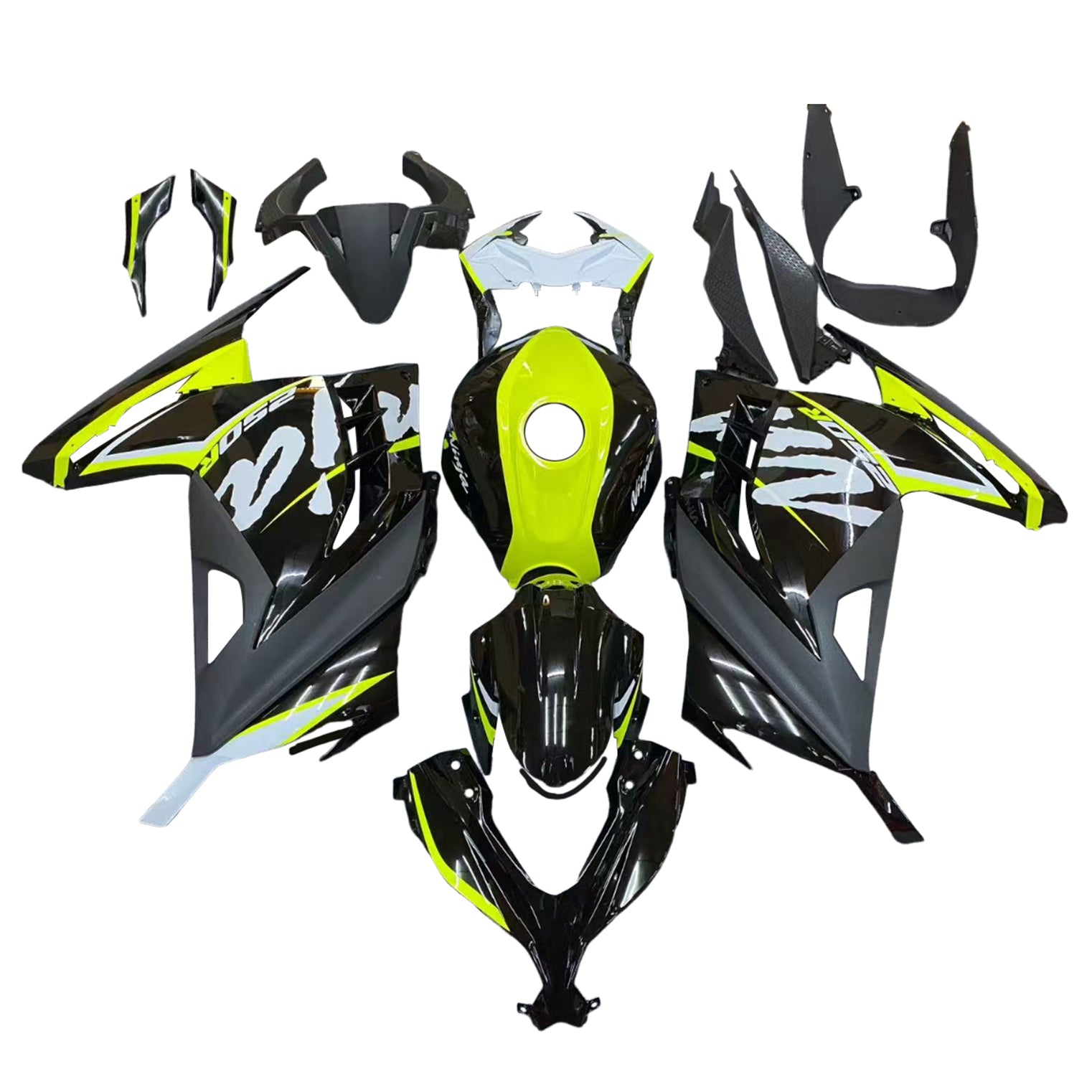 Amotopart Kawasaki EX300/Ninja300 2013-2023 Chartreuse & Black Failing Kit