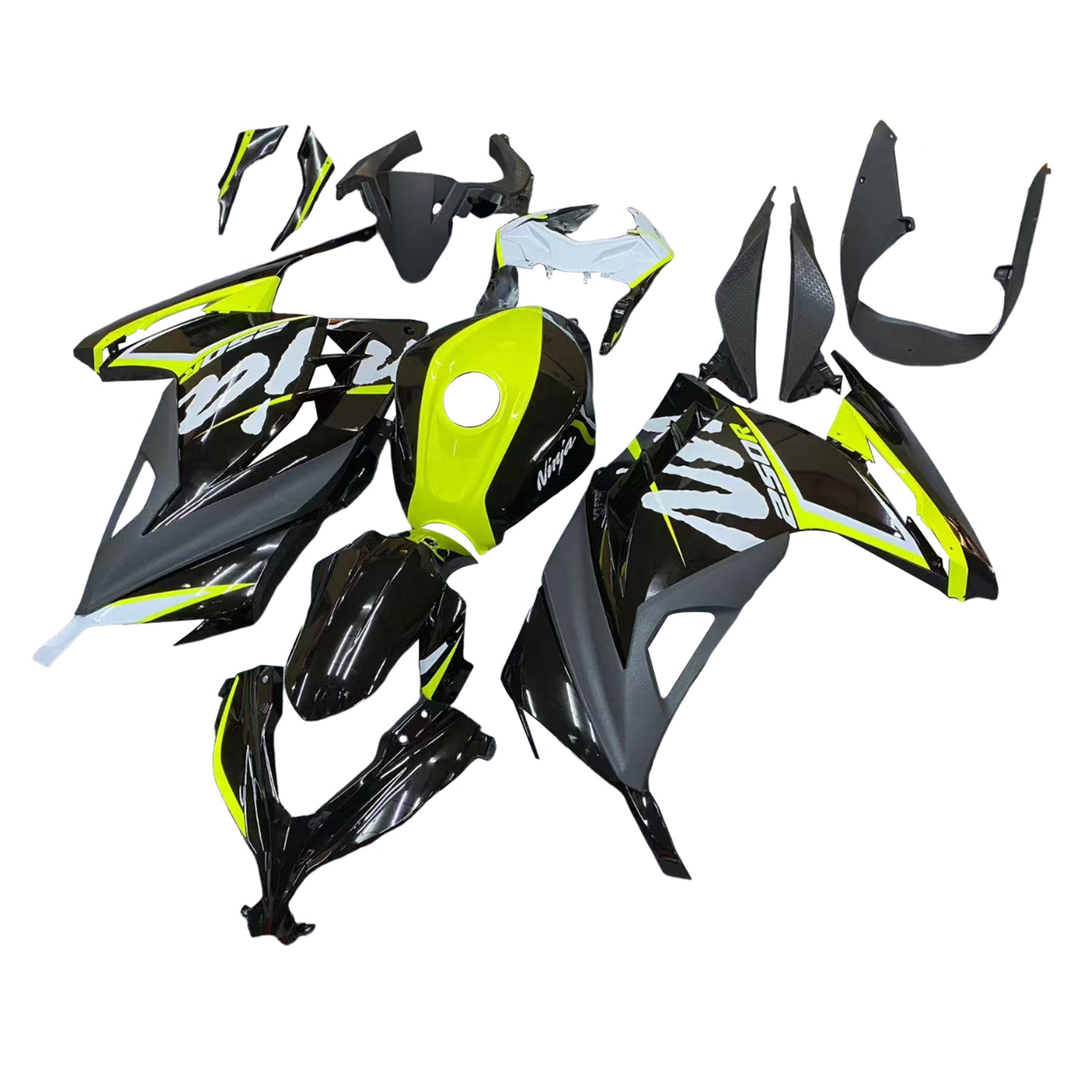 Amotopart Kawasaki EX300/Ninja300 2013-2023 Chartreuse & Black Failing Kit