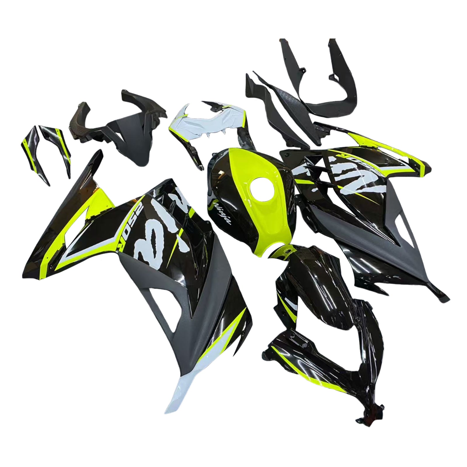 Amotopart Kawasaki EX300/Ninja300 2013-2023 Chartreuse & Black Failing Kit