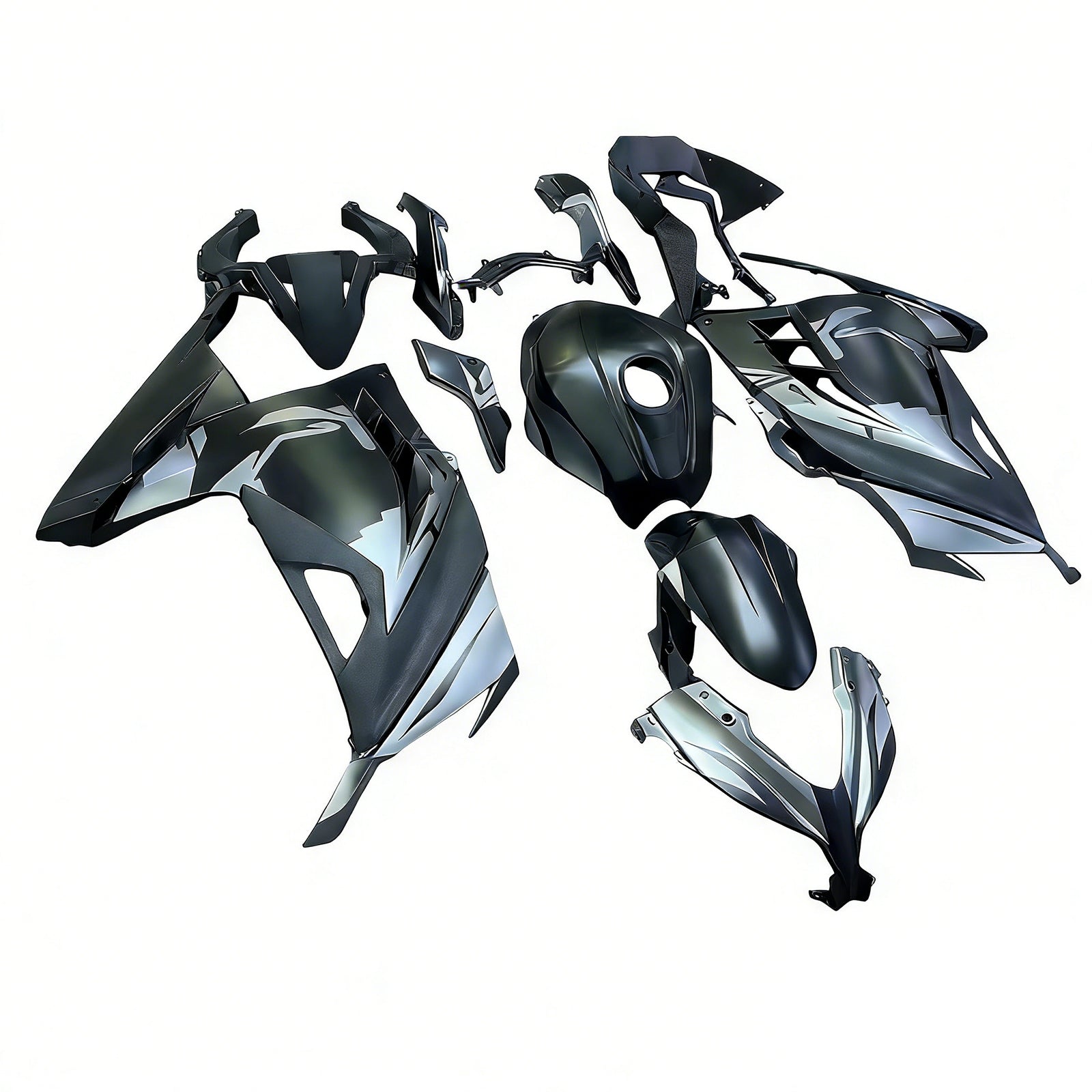Amotopart 2013–2024 Kawasaki EX300/Ninja300 Schwarz mit grünem Monster-Logo Style2 Verkleidungsset