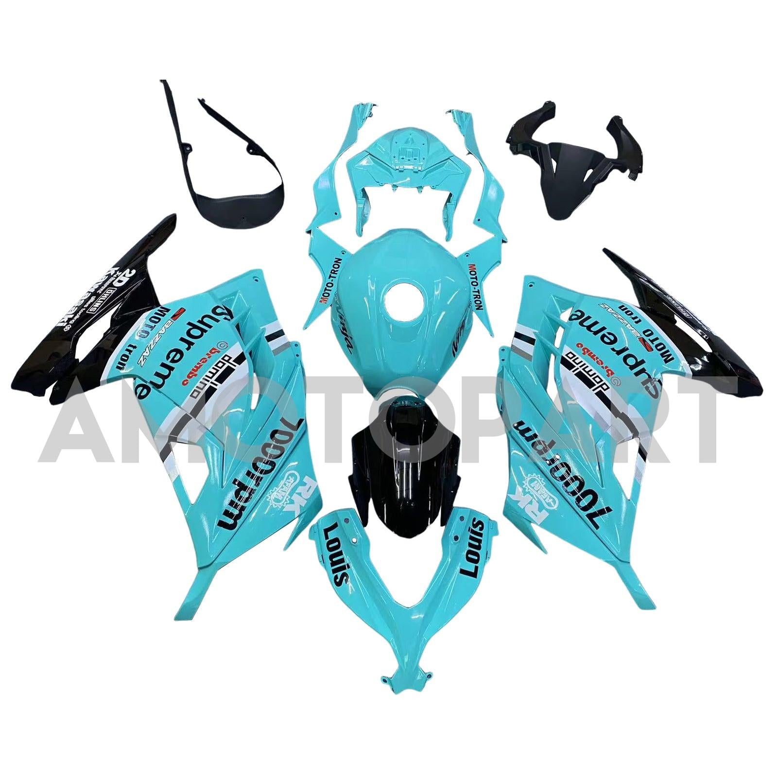 Amotopart 2013-2024 Kawasaki EX300/Ninja300 Blue with Logo Fairing Kit