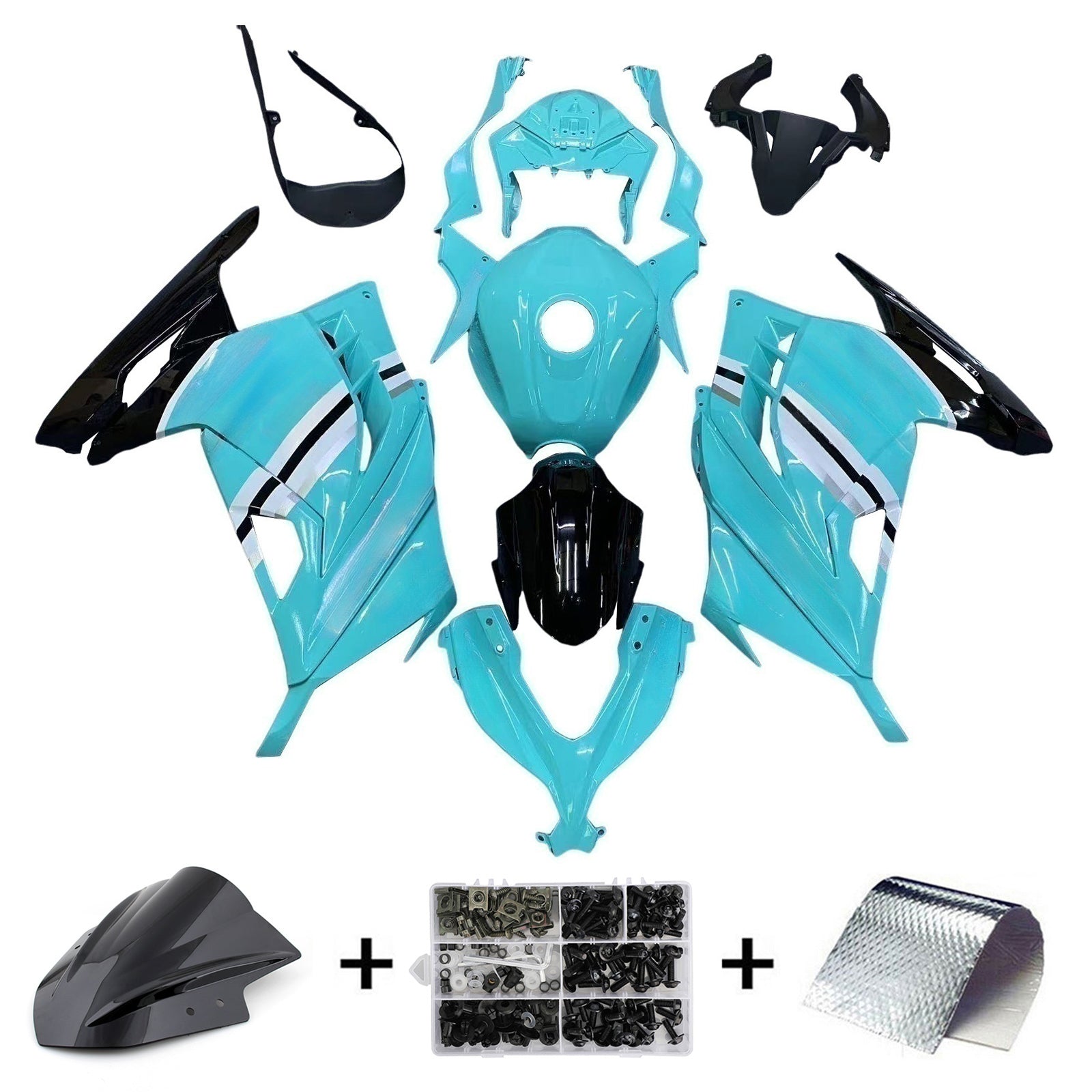 Amotopart 2013-2024 Kawasaki EX300/Ninja300 Blue Fairing Kit