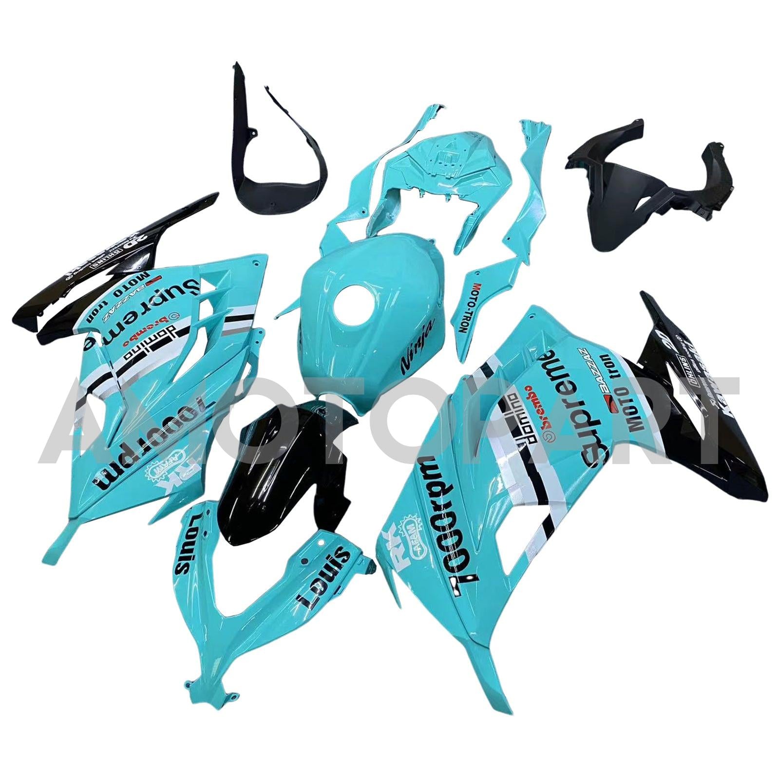 Amotopart 2013-2024 Kawasaki EX300/Ninja300 Blue with Logo Fairing Kit