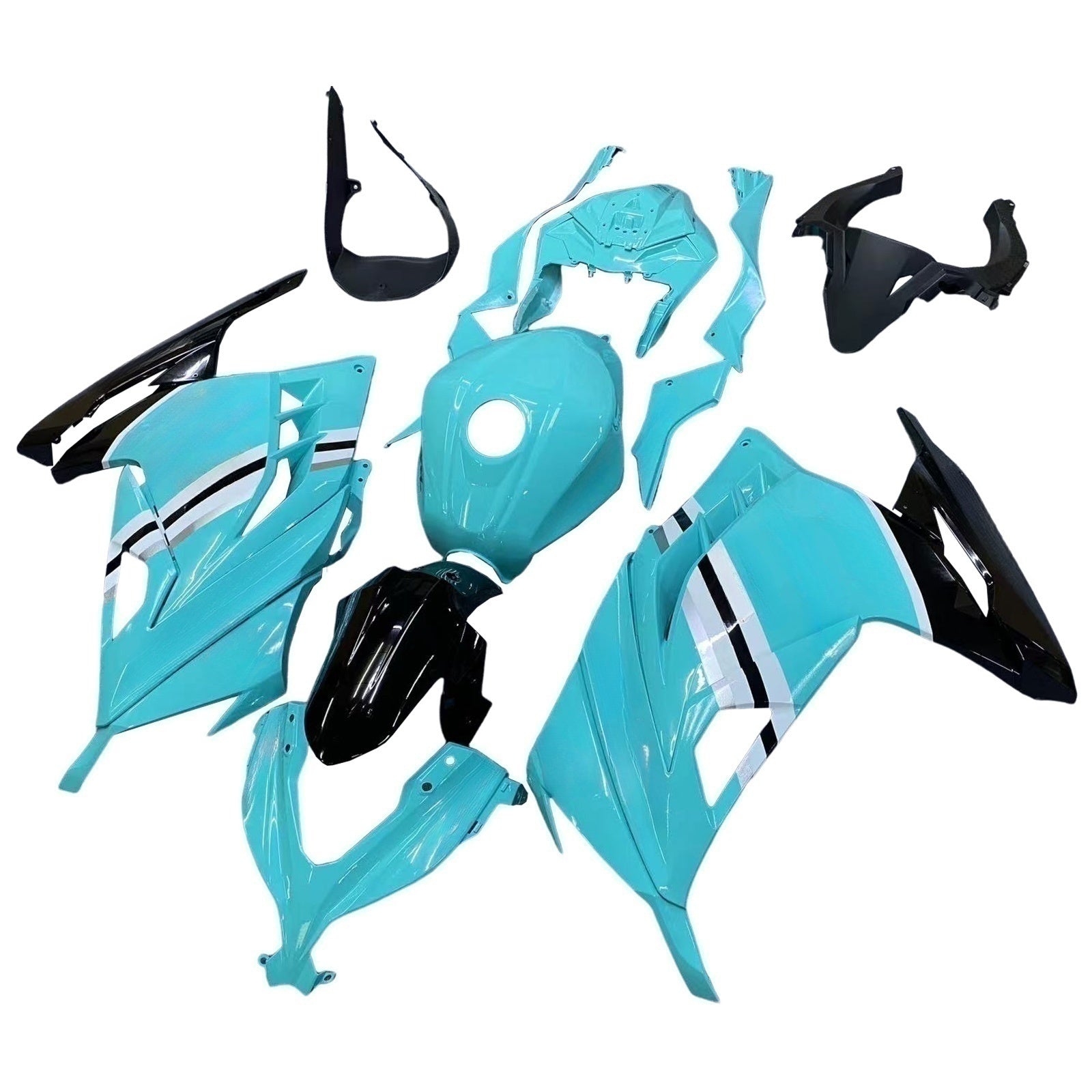 Amotopart 2013-2024 Kawasaki EX300/Ninja 300 azul con kit de carenado con logotipo