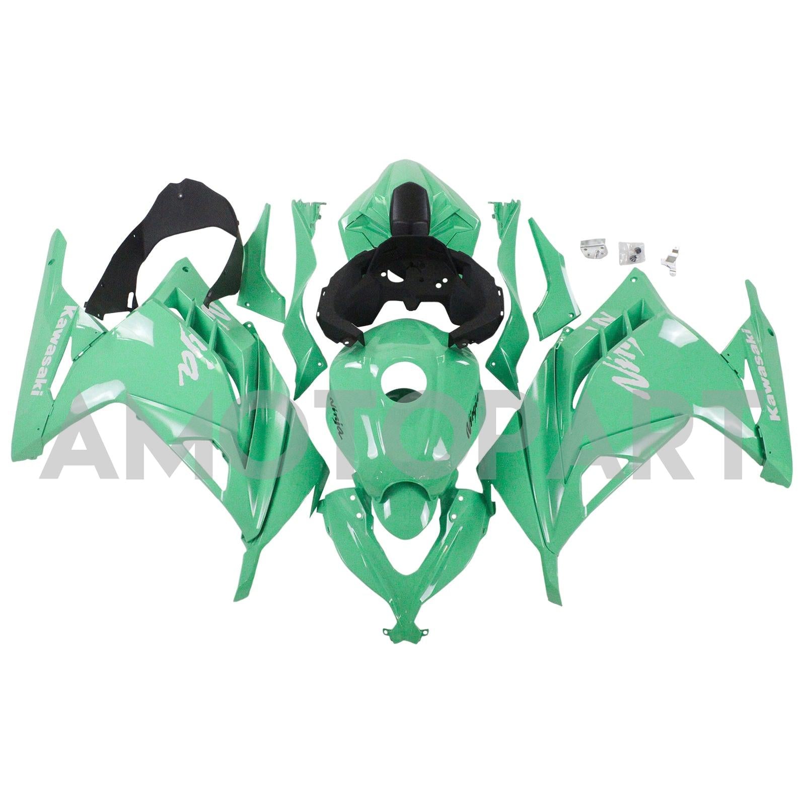 Amotopart 2013–2024 Kawasaki EX300/Ninja 300 grünes Verkleidungsset