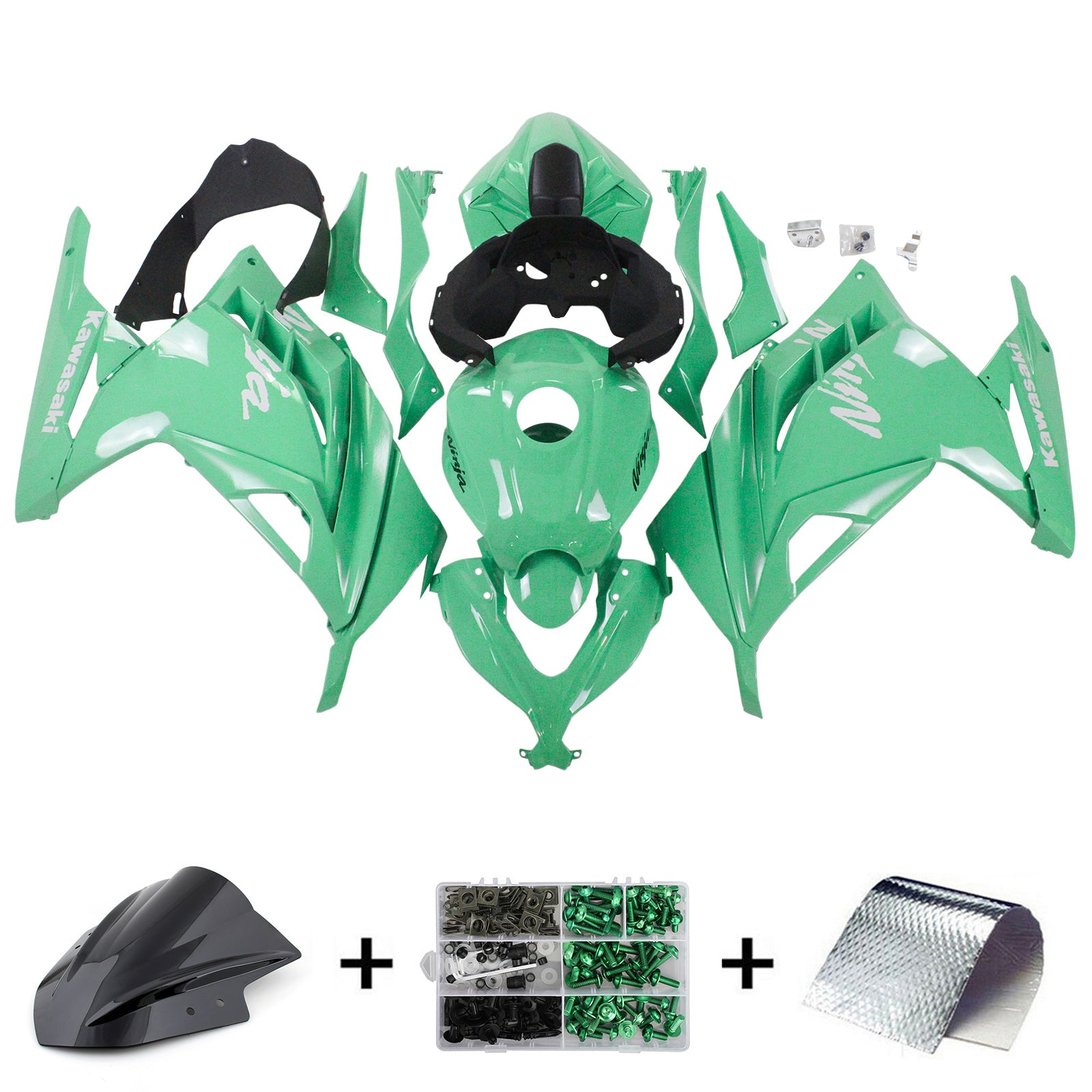 Amotopart 2013-2024 Kawasaki EX300/Ninja300 Green Fairing Kit