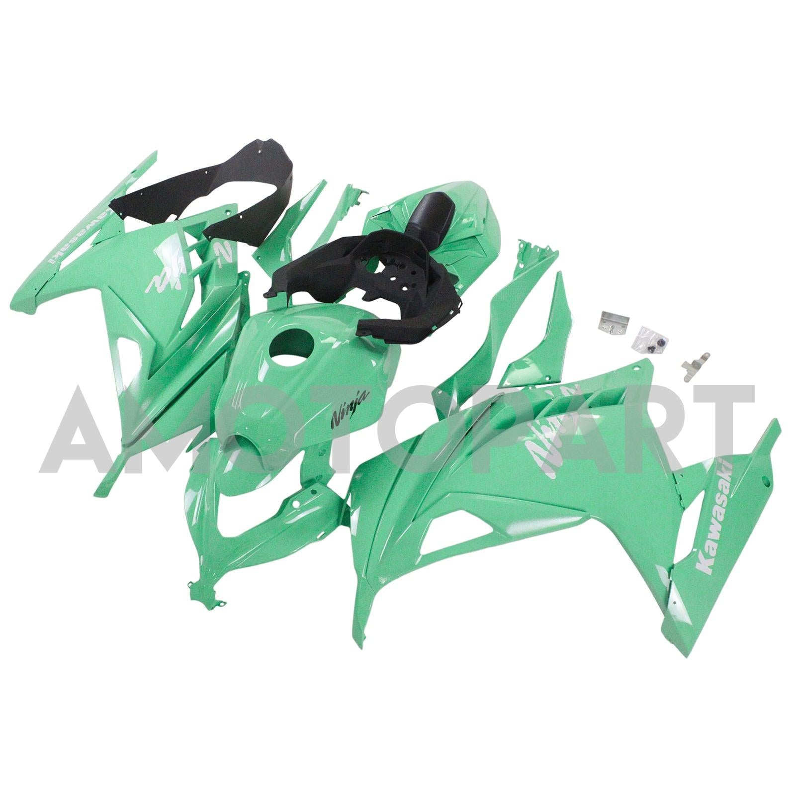 Amotopart 2013–2024 Kawasaki EX300/Ninja 300 grünes Verkleidungsset