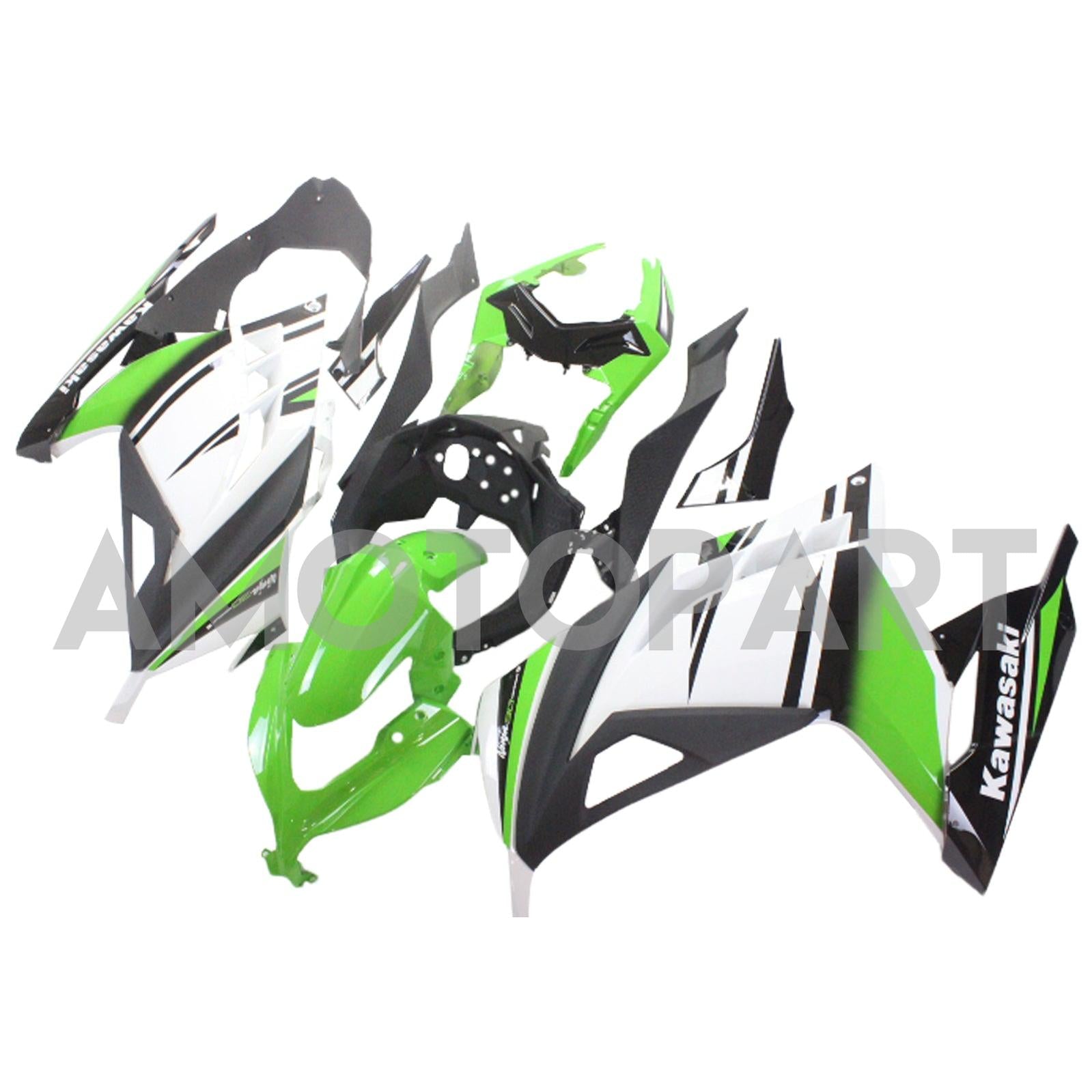 Amotopart 2013-2024 Kawasaki EX300/Ninja300 Black&Green Style4 Fairing Kit