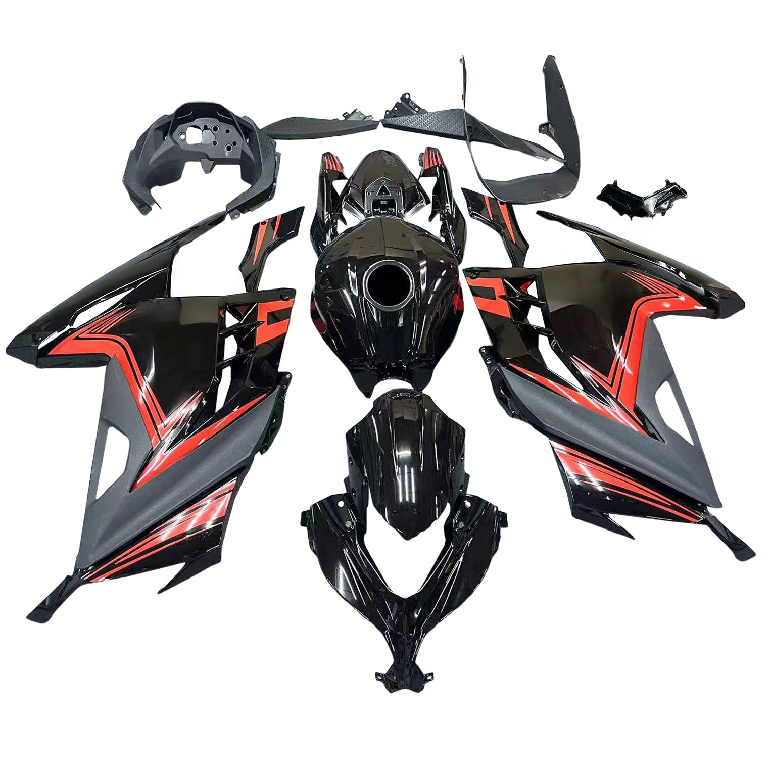 Amotopart 2013-2024 Kawasaki EX300/Ninja300 Black&Orange Fairing Kit