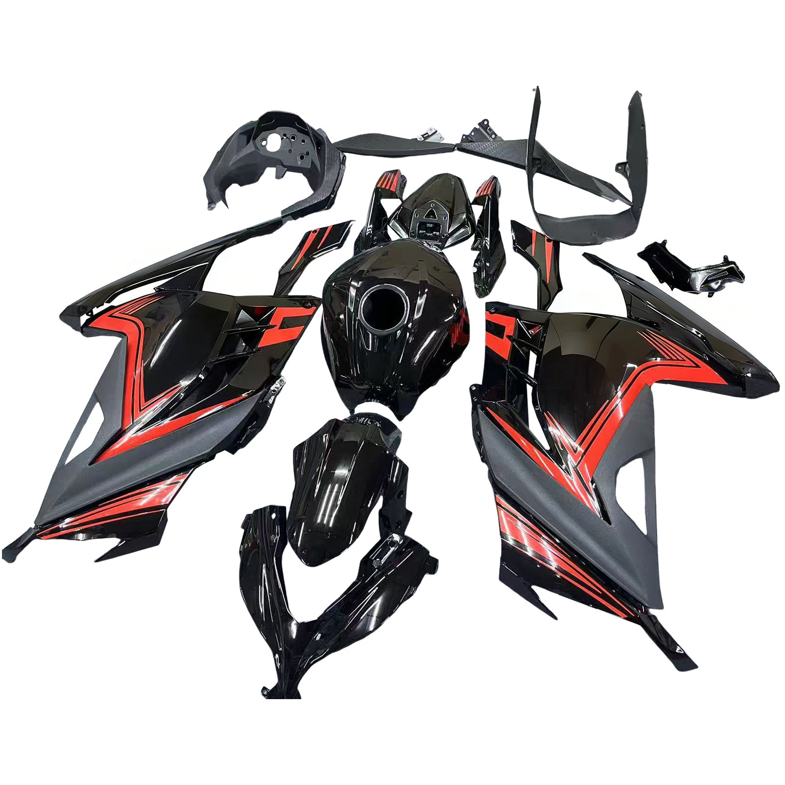 Amotopart 2013-2024 Kawasaki EX300/Ninja300 Black&Orange Fairing Kit