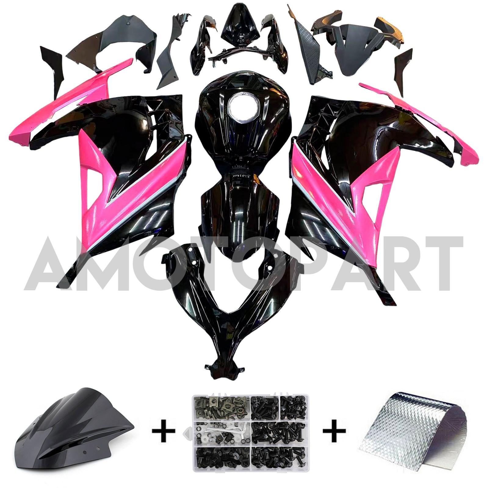 Amotopart 2013-2024 Kit carena Kawasaki EX300/Ninja 300 nero e rosa