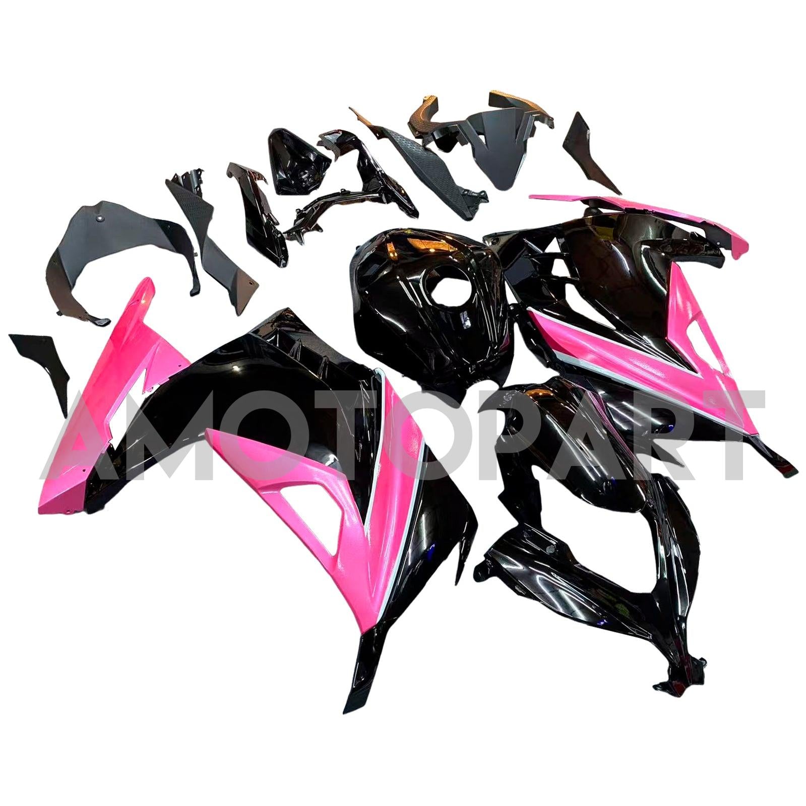 Amotopart 2013-2024 Kit carena Kawasaki EX300/Ninja 300 nero e rosa