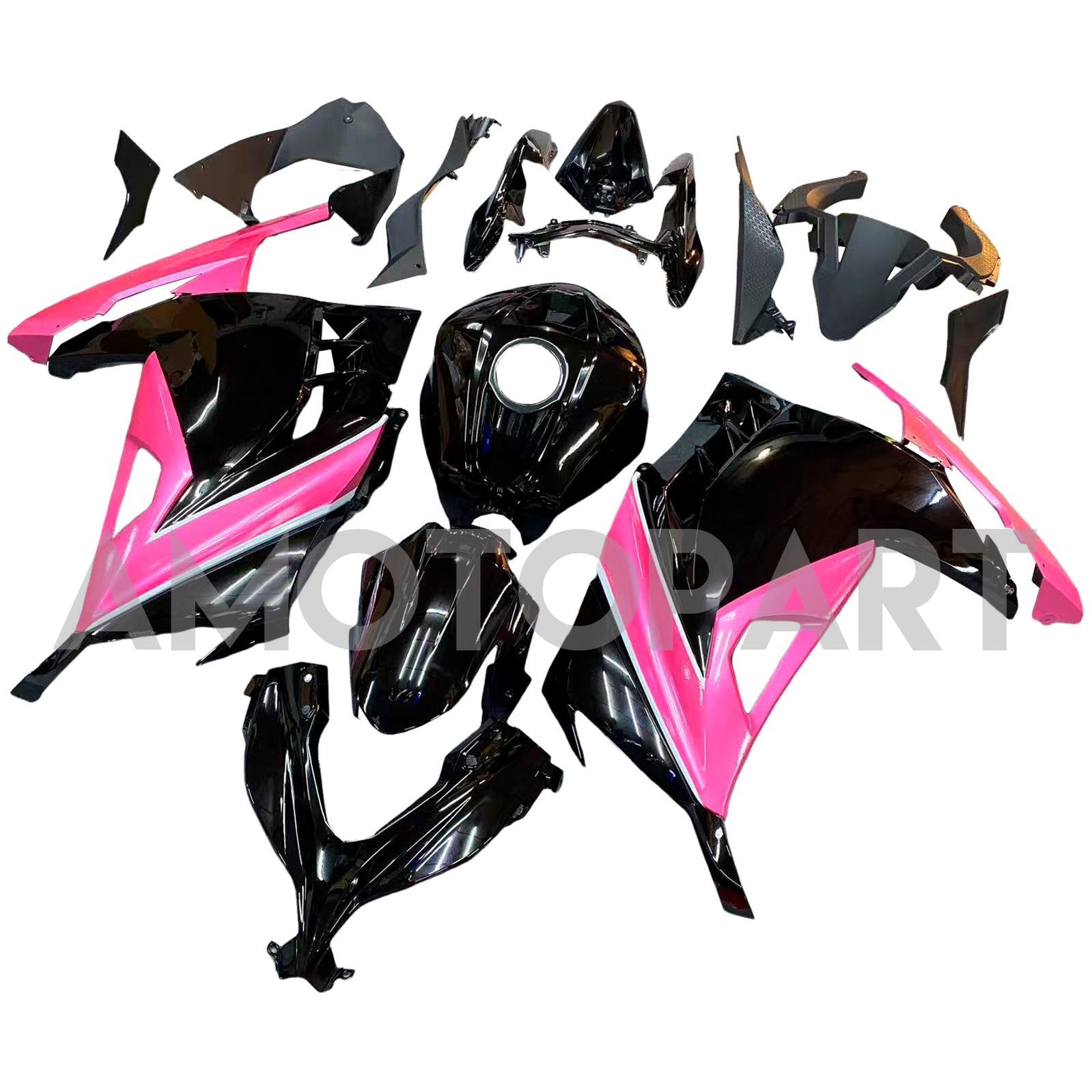 Amotopart 2013-2024 Kit carena Kawasaki EX300/Ninja 300 nero e rosa