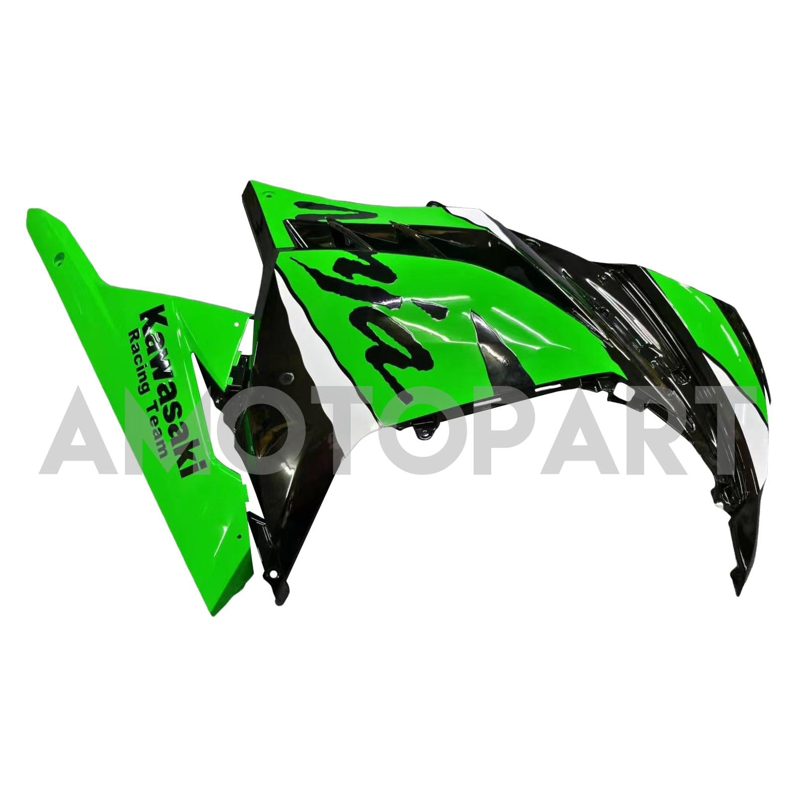 Amotopart 2013-2024 Kawasaki EX300/Ninja300 Black&Green Style7 Fairing Kit