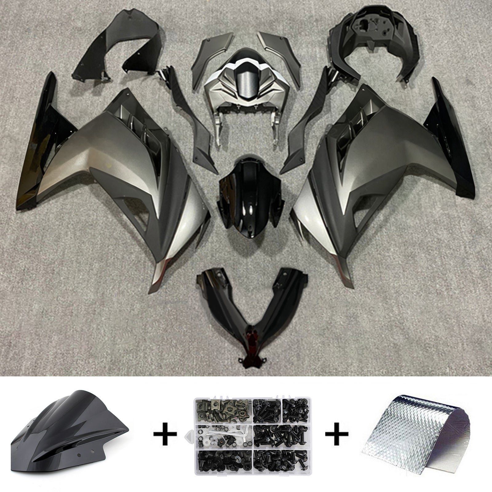 Amotopart 2013-2024 Kawasaki EX300/Ninja300 Matte Grey Fairing Kit