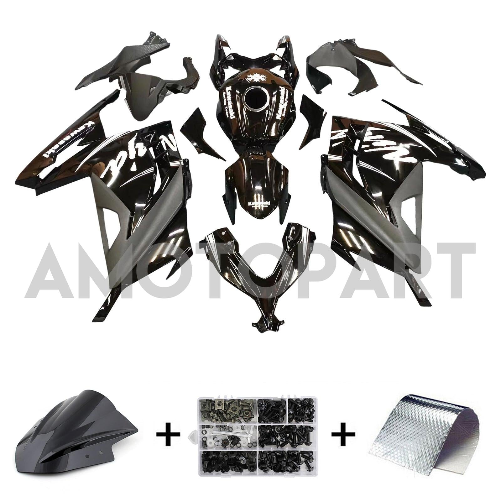 Amotopart 2013-2024 Kawasaki EX300/Ninja 300 Black s bílou logem kapucí