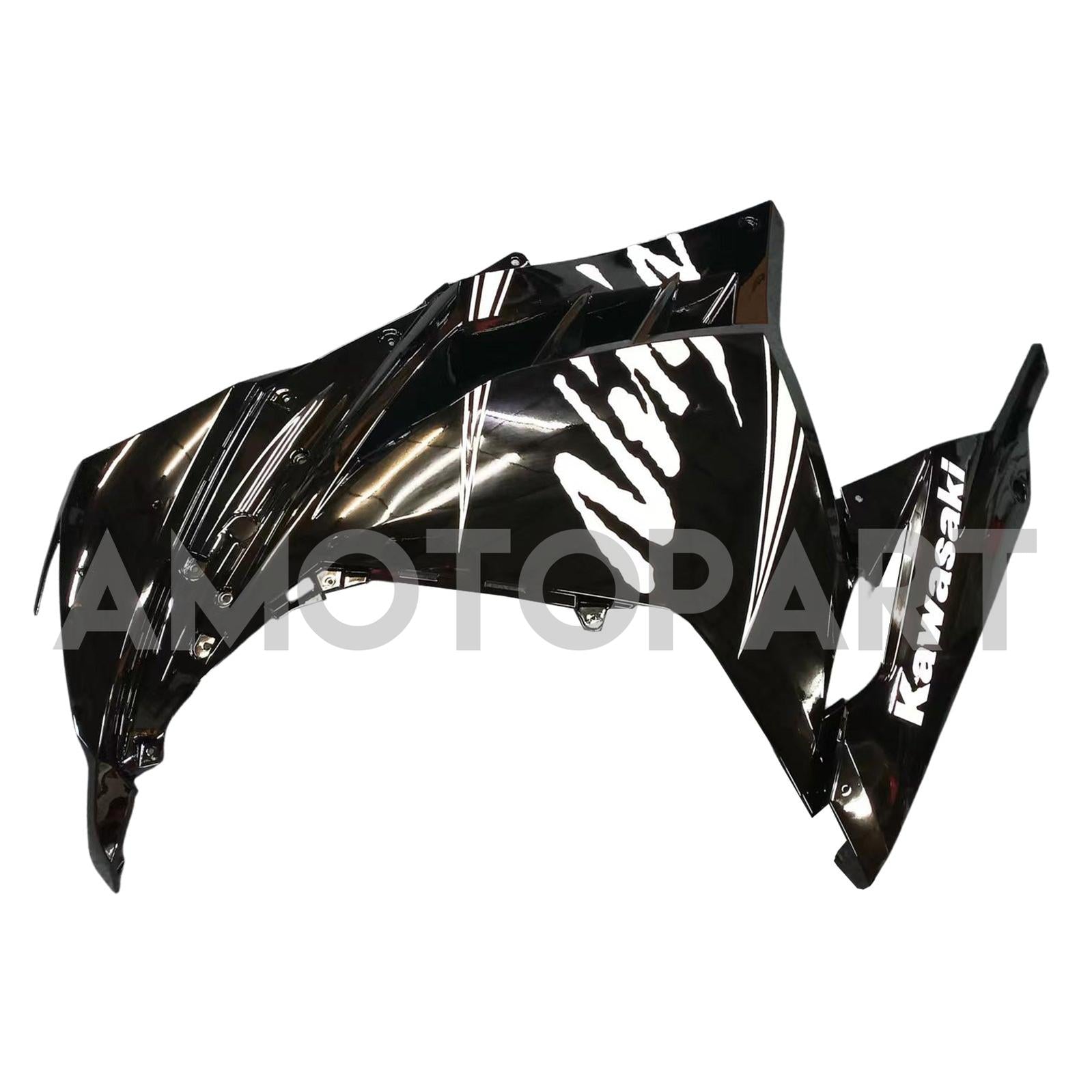 Amotopart 2013-2024 Kawasaki EX300/Ninja300 Black with White Logo Fairing Kit