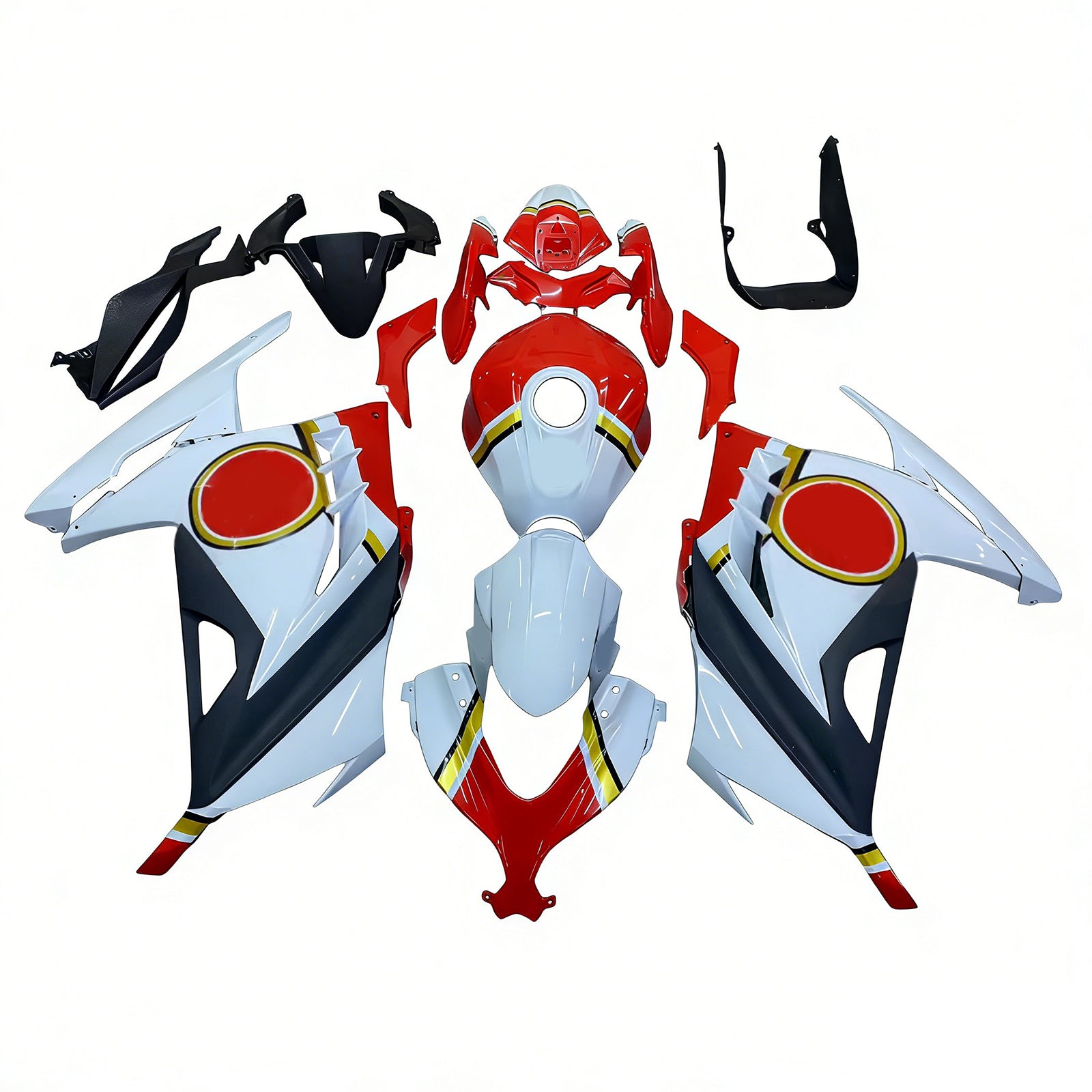 Amotopart 2013-2024 Kawasaki EX300/Ninja300 Red&White Fairing Kit