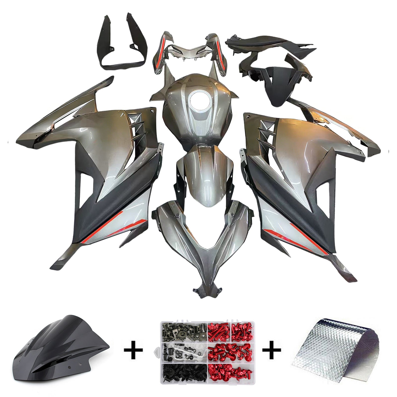 Amotopart 2013-2024 Kawasaki EX300/Ninja300 Grey Fairing Kit