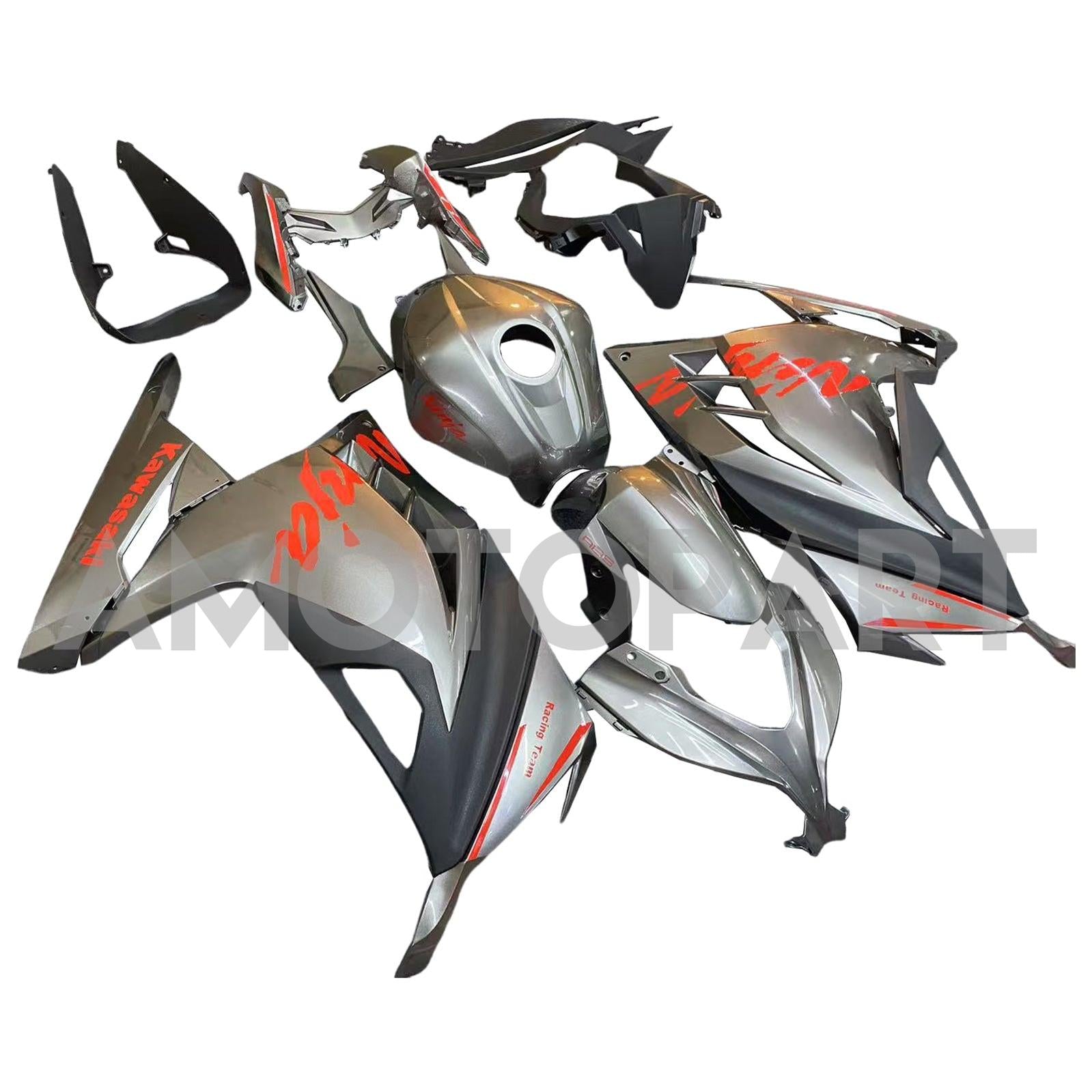 Amotopart 2013-2024 Kawasaki EX300/Ninja300 Matte Black with Red Logo Fairing Kit