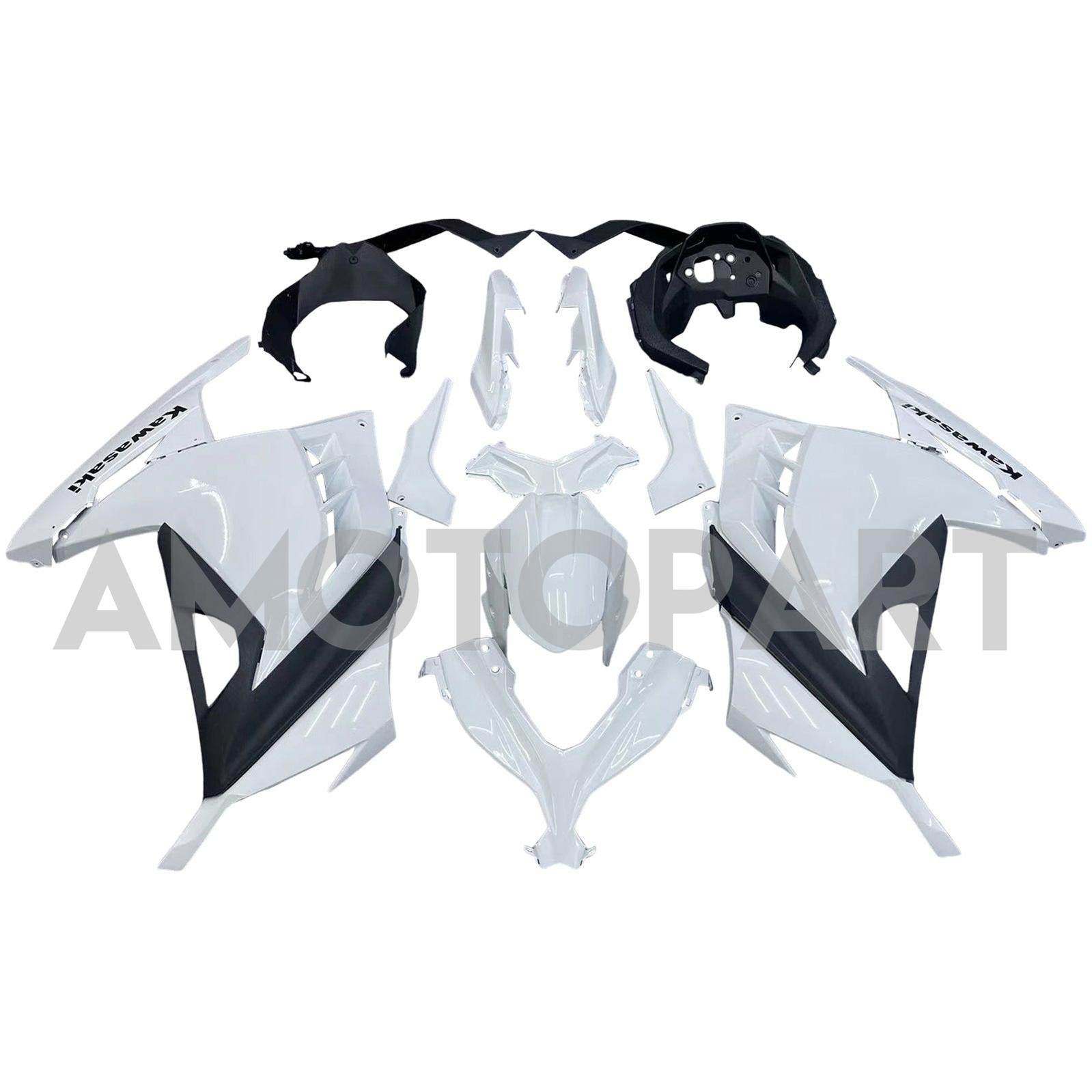 Amotopart 2013-2024 Kawasaki EX300/Ninja300 White&Black Fairing Kit