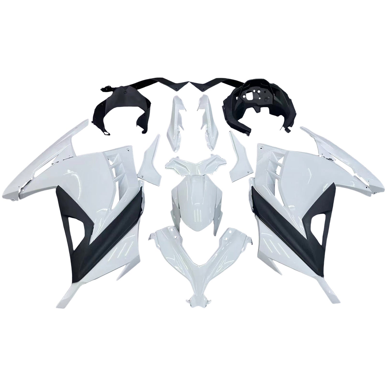 Amotopart 2013-2024 Kawasaki EX300/Ninja300 White&Black Fairing Kit