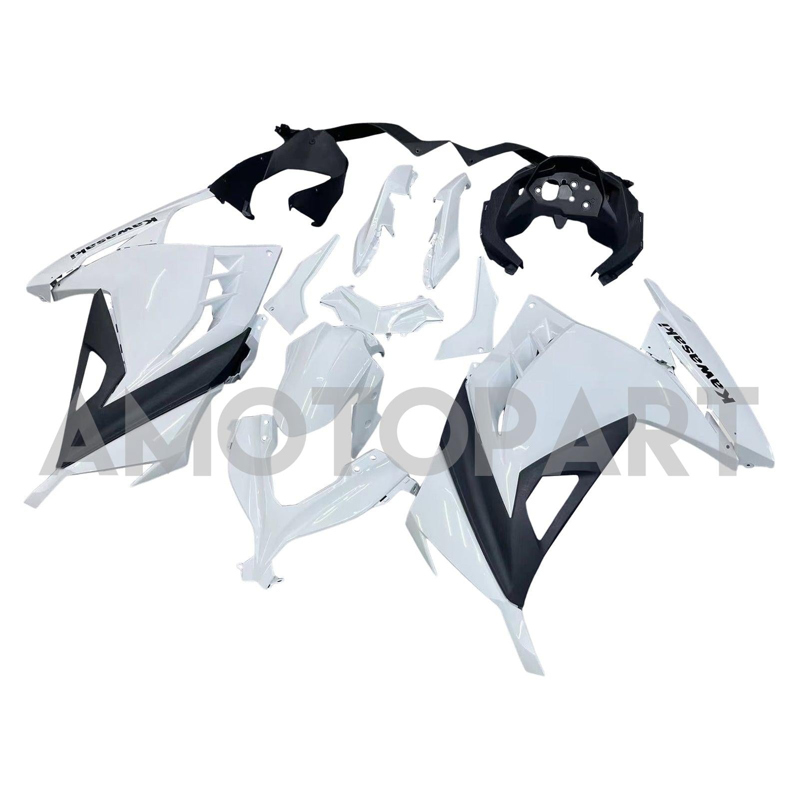 Amotopart 2013-2024 Kawasaki EX300/Ninja300 White&Black Fairing Kit