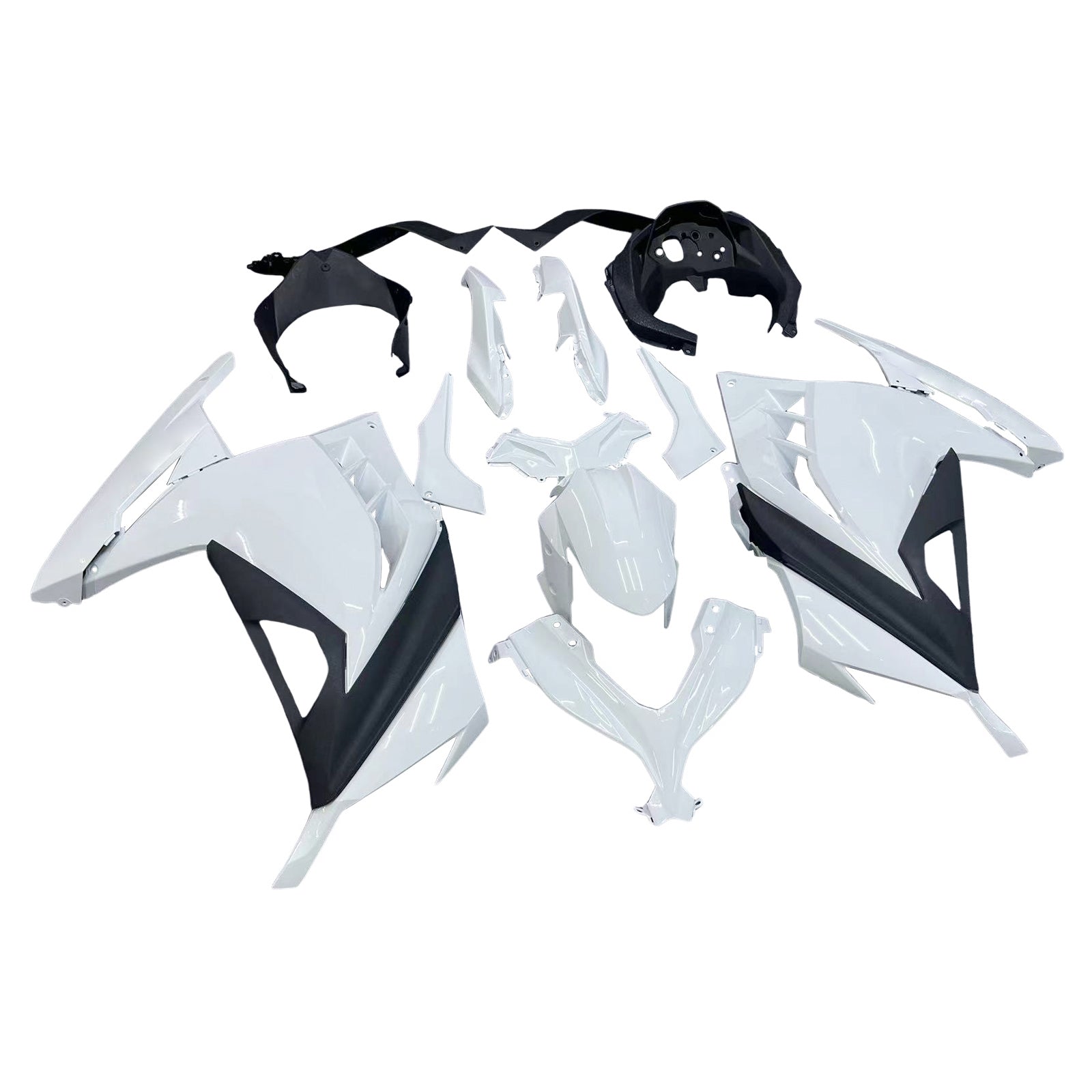 Amotopart 2013-2024 Kawasaki EX300/Ninja300 White&Black Fairing Kit