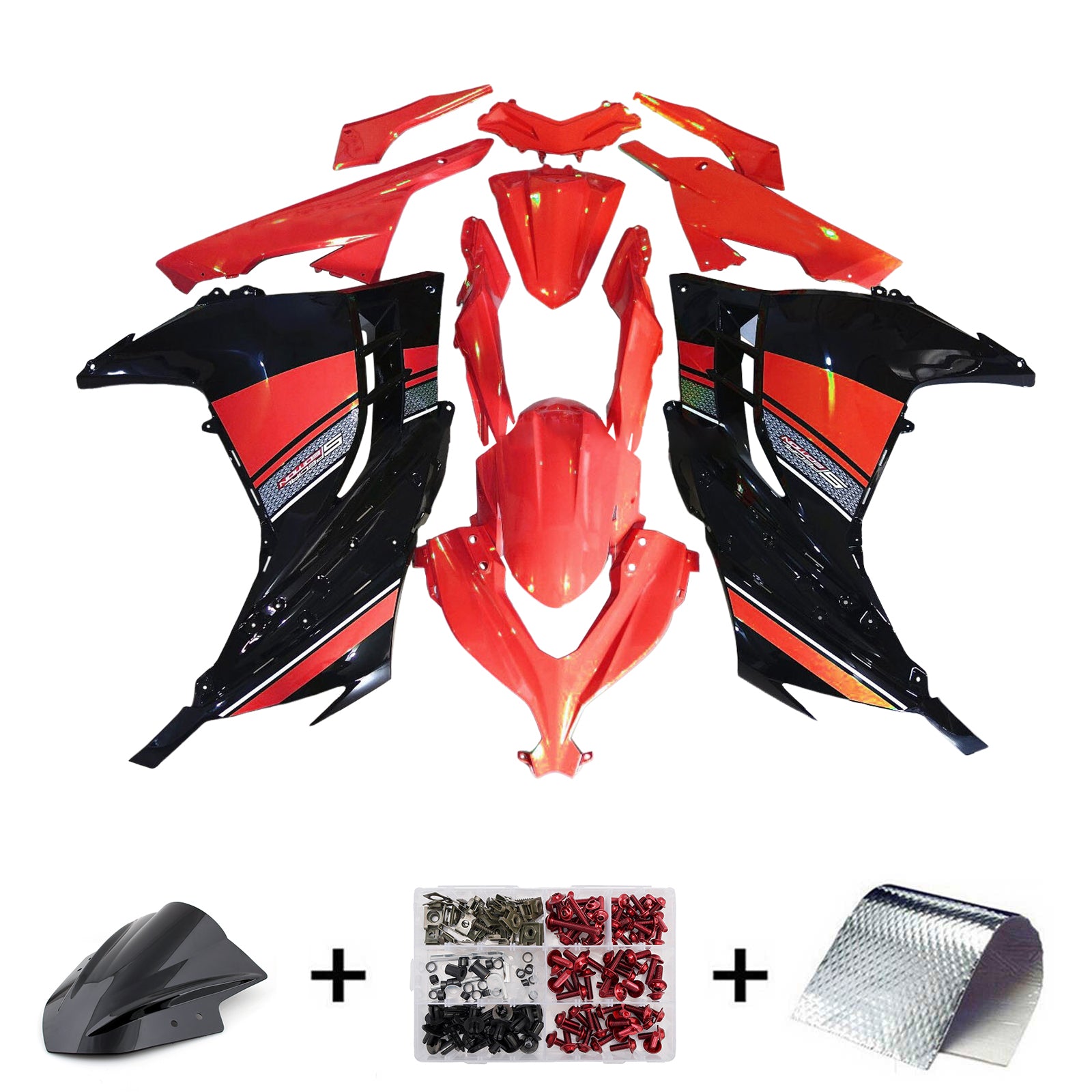 Amotopart 2013-2024 Kawasaki EX300 Ninja300 Light Red Fairing Kit