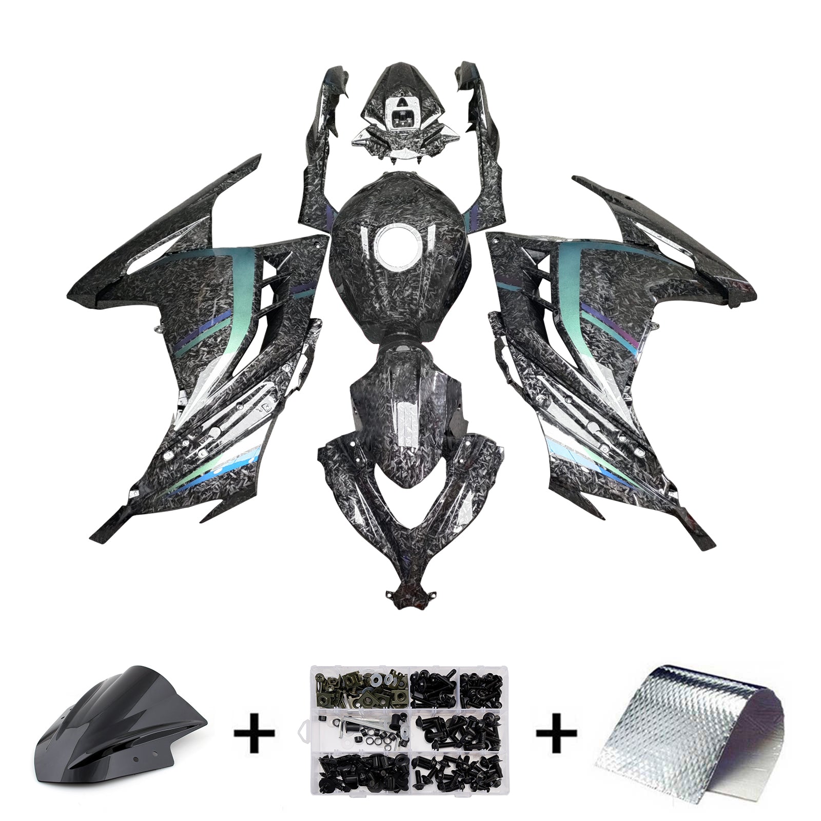 Amotopart 2013-2024 Kawasaki EX300 Ninja300 Forged Carbon Fiber Pattern Fairing Kit