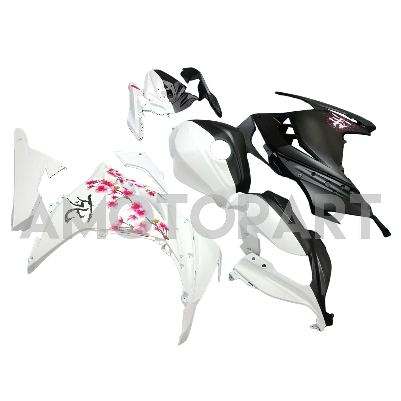 Amotopart 2013-2024 Kawasaki EX300 Ninja300 Black White Fairing Kit