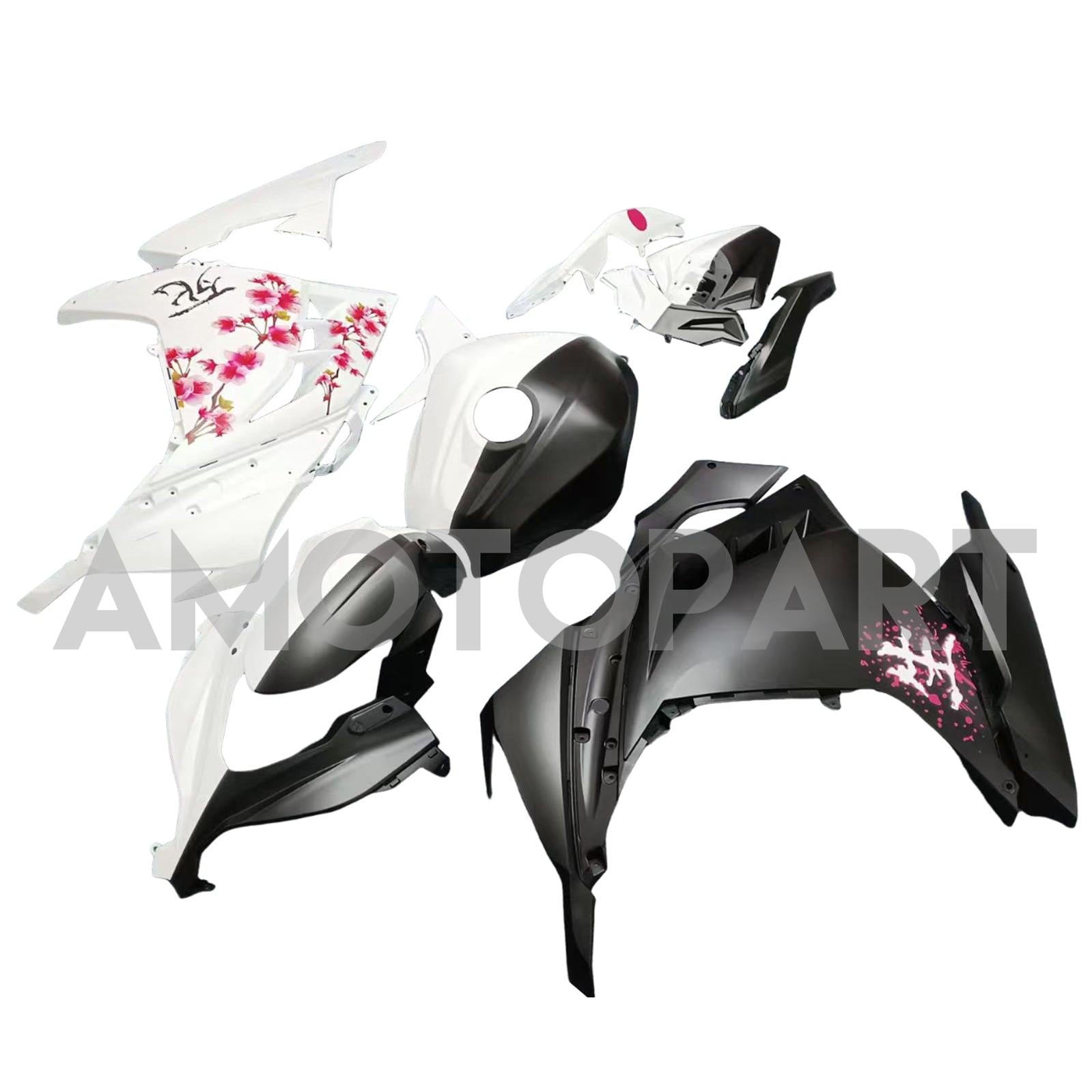 Amotopart 2013-2024 Kawasaki EX300 Ninja300 Black White Fairing Kit