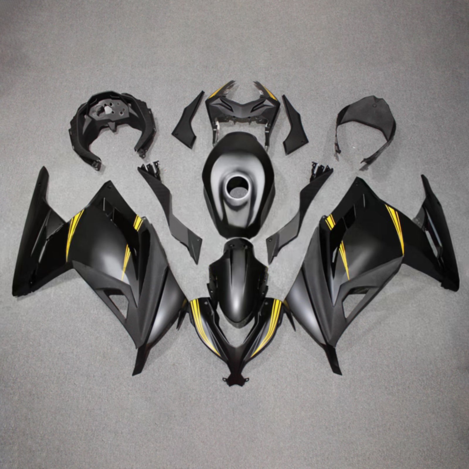 Amotopart 2013–2024 Kawasaki EX300/Ninja 300 schwarzes Verkleidungsset