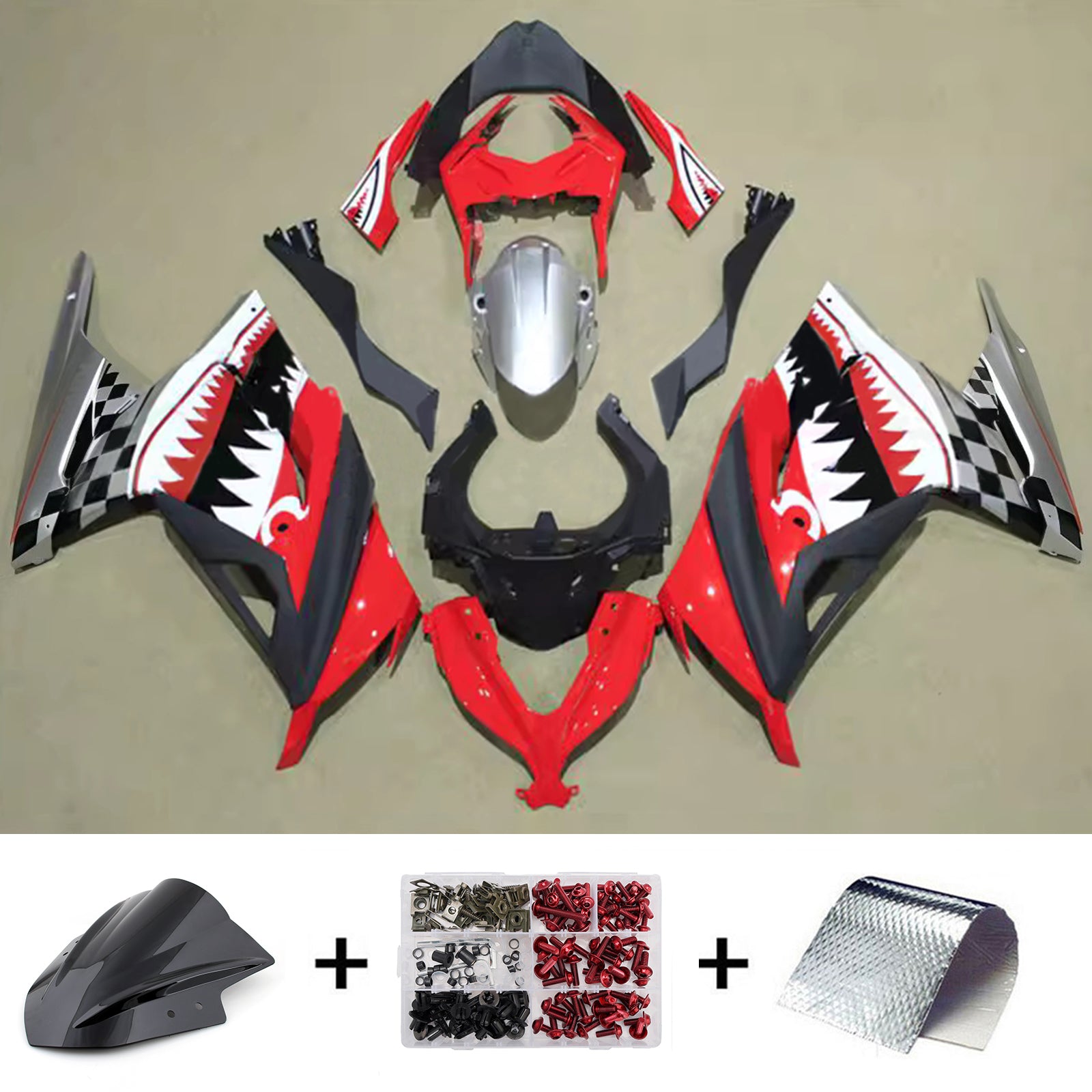 Amotopart 2013-2024 Kawasaki EX300/Ninja 300 Black Red White Grey Kiting Kit