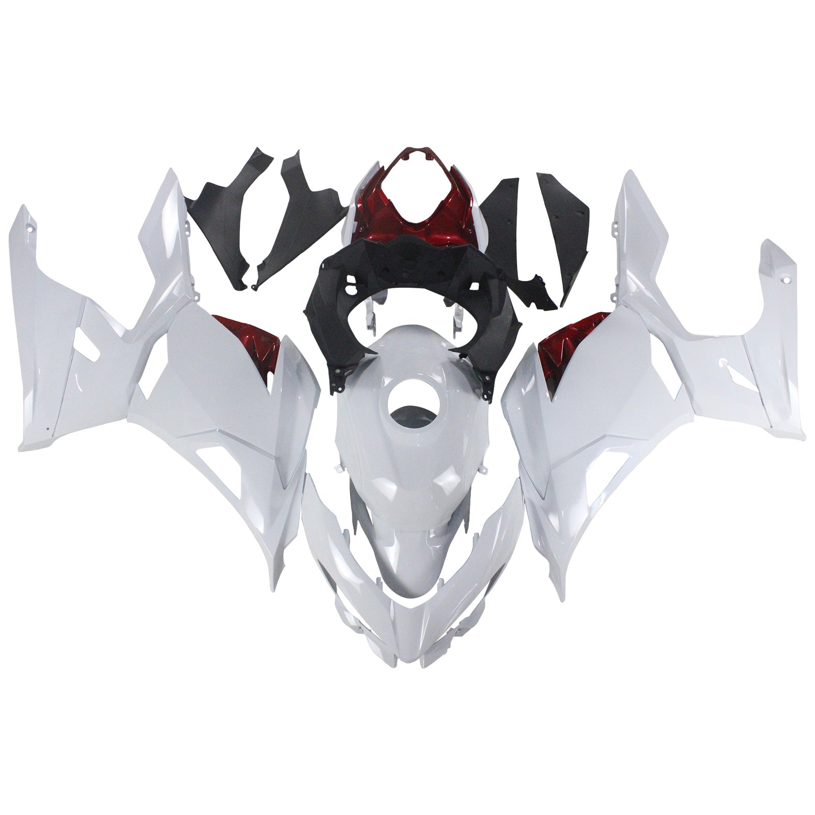 Amotopart Kawasaki EX400/Ninja400 2018-2023 White Red Fairing Kit