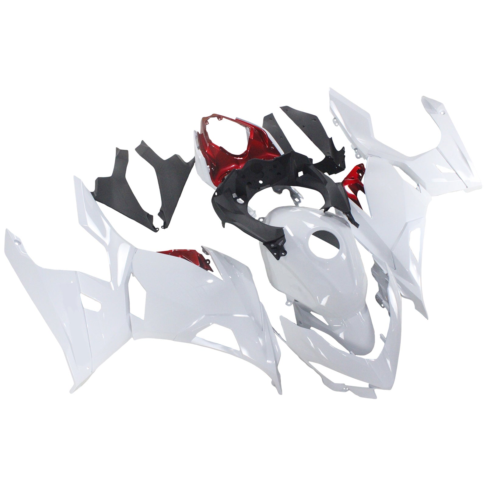Amotopart Kawasaki EX400/Ninja400 2018-2023 White Red Fairing Kit