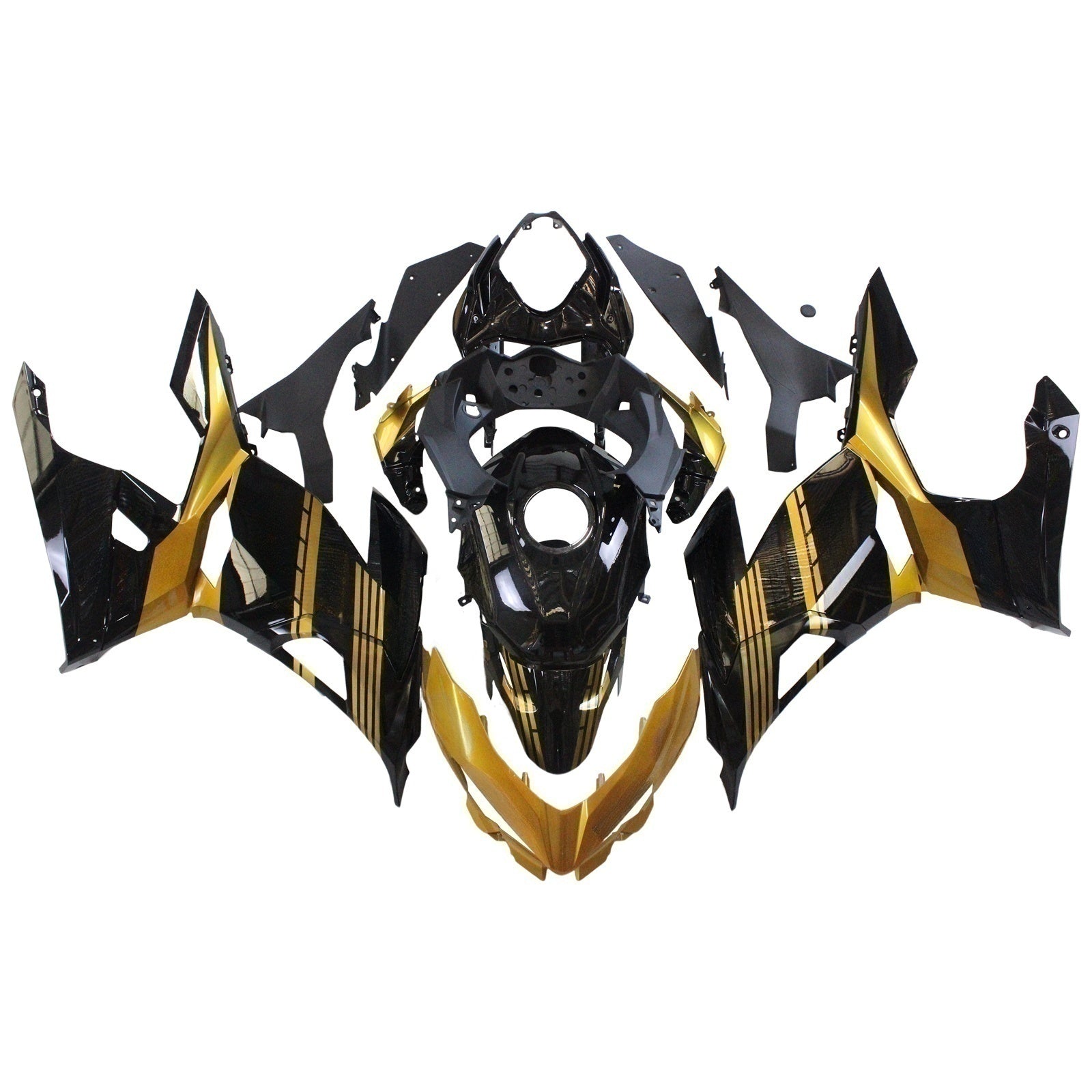Amotopart Kawasaki 2018-2024 EX400/Ninja400 Black Golden Fairing Kit