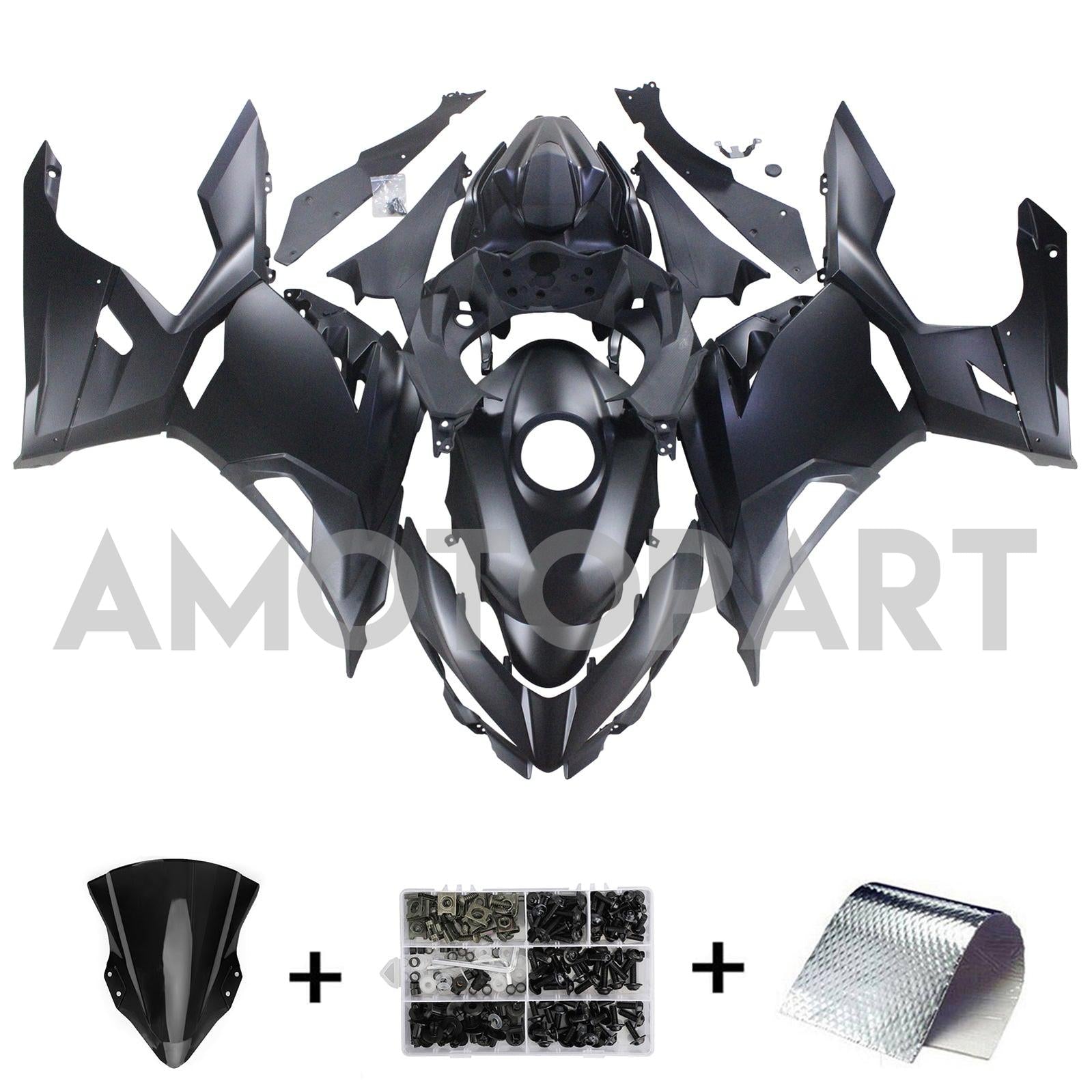 Amotopart Kawasaki 2018-2024 EX400/Ninja400 Matte Black Fairing Kit
