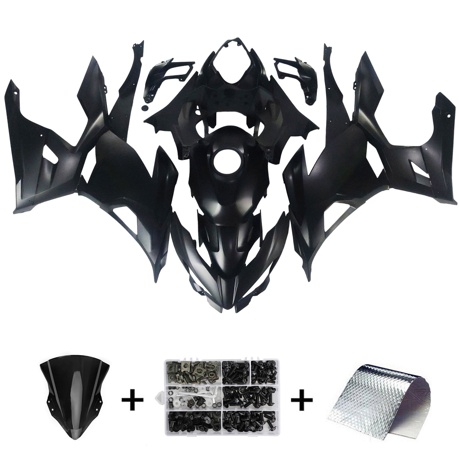 Amotopart Kawasaki 2018-2024 EX400/Ninja400 Matte Black Fairing Kit