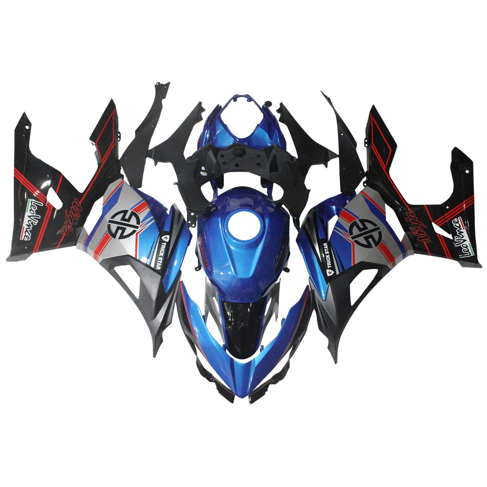 Amotopart Kawasaki 2018-2024 EX400/Ninja400 Blue Gary Fairing Kit