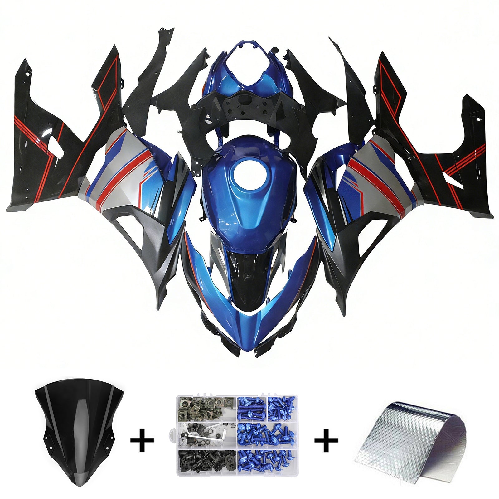 Amotopart Kawasaki 2018-2024 EX400/Ninja400 Blue Gary Fairing Kit