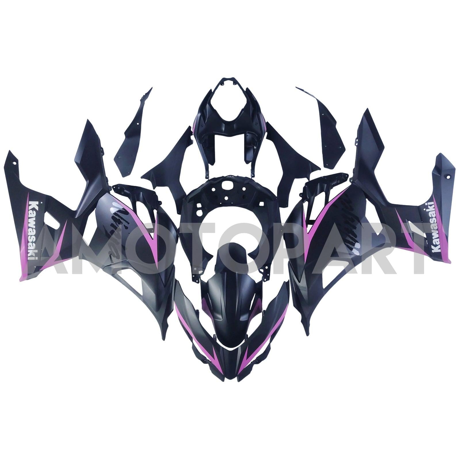 Amotopart Kawasaki 2018-2023 EX400/Ninja400 Pink Line Black Fairing Kit