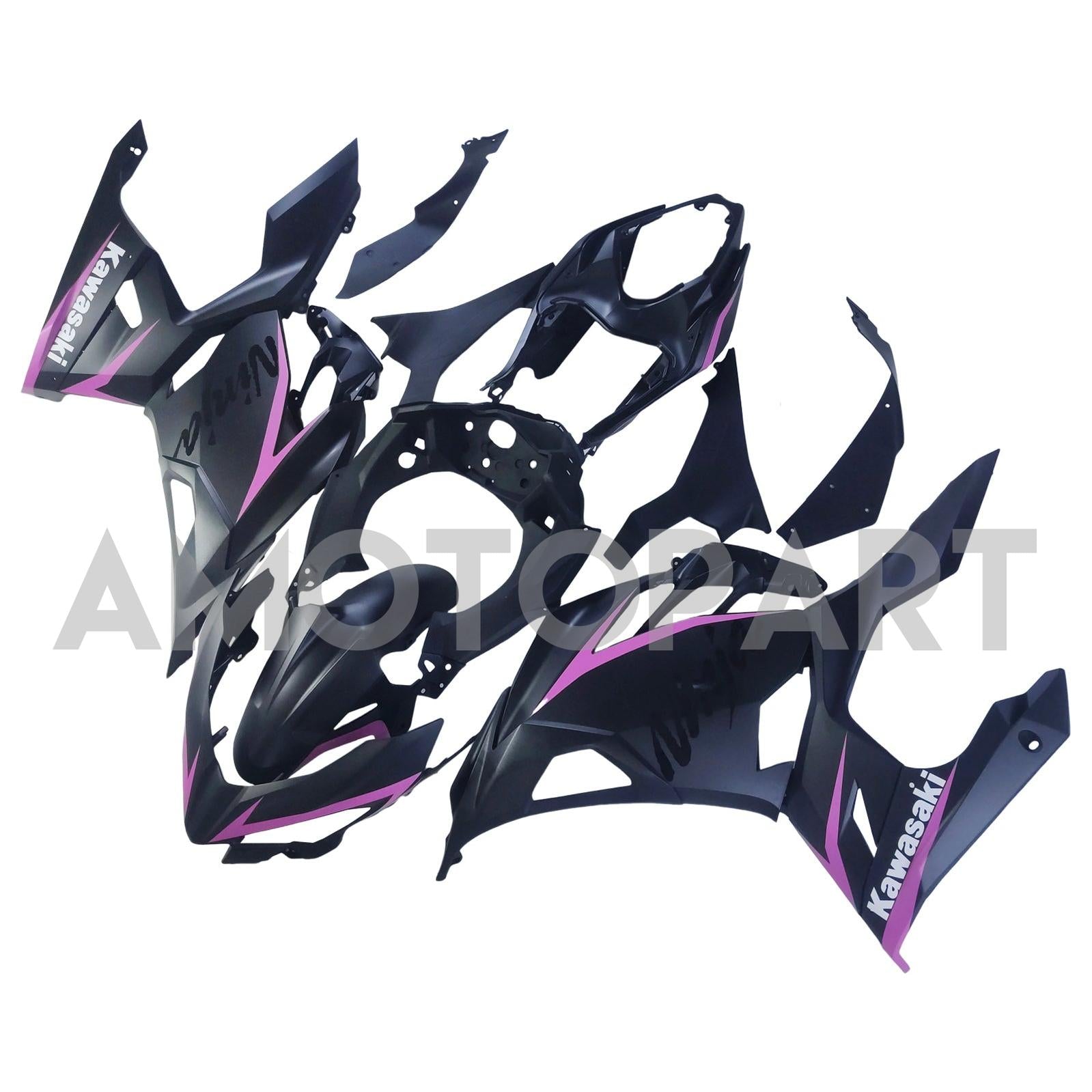 Amotopart Kawasaki 2018-2023 EX400/Ninja400 Pink Line Black Fairing Kit