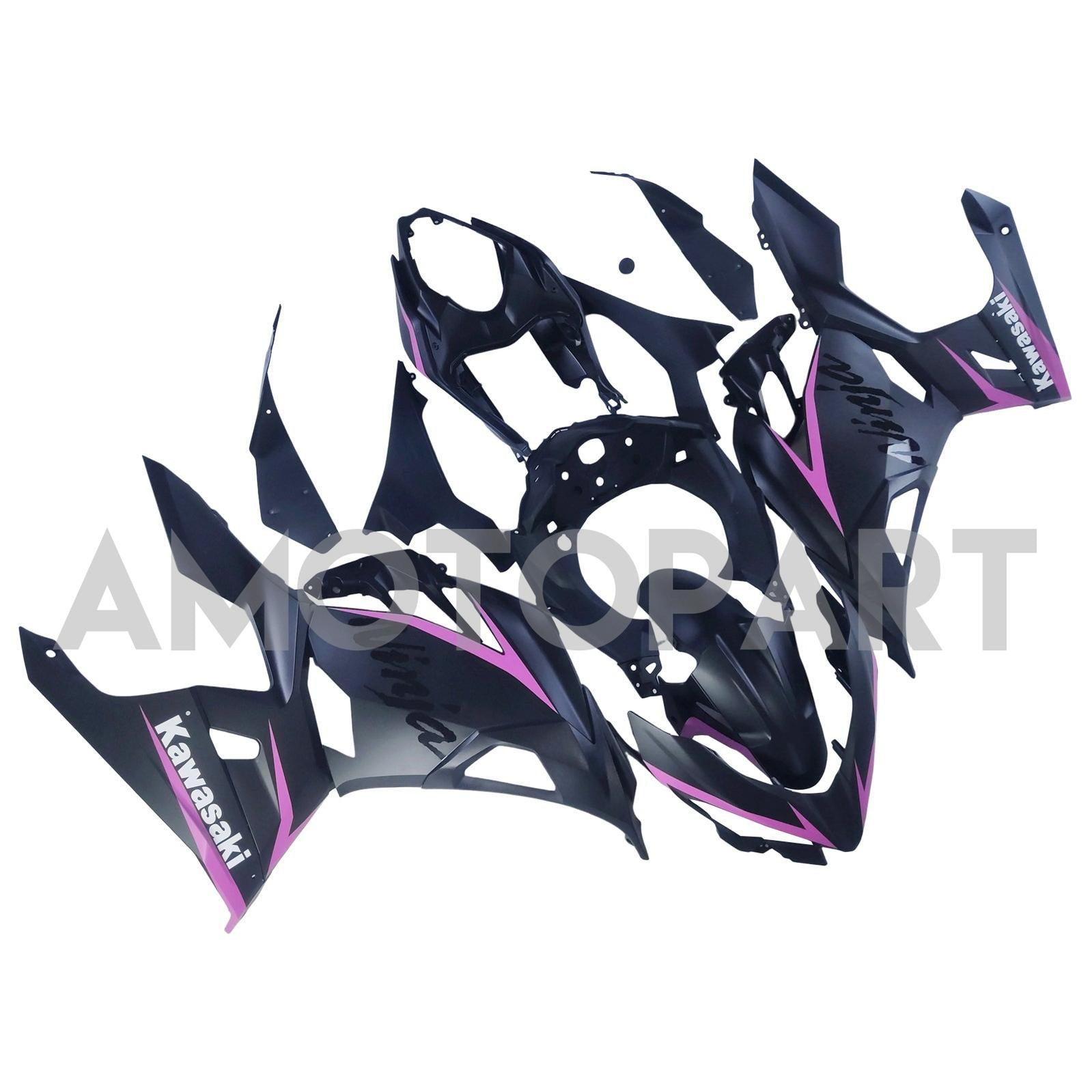 Amotopart Kawasaki 2018-2023 EX400/Ninja400 Pink Line Black Fairing Kit
